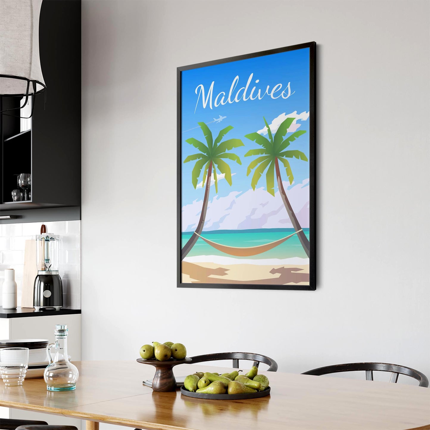 Retro Maldives Tropical Travel Vintage Wall Art - The Affordable Art Company