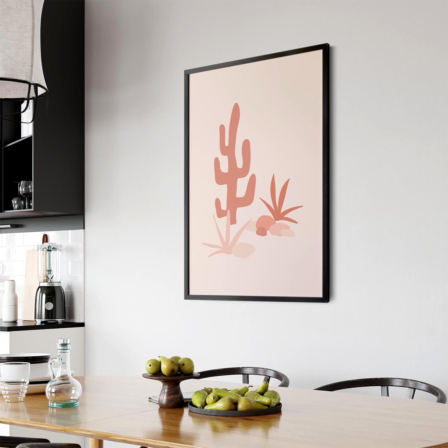 Minimal Cactus Retro Landscape Desert Wall Art #2 - The Affordable Art Company