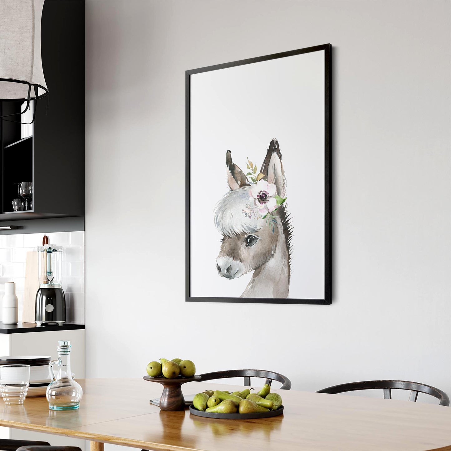 Cute Baby Donkey Nursery Animal Gift Wall Art - The Affordable Art Company