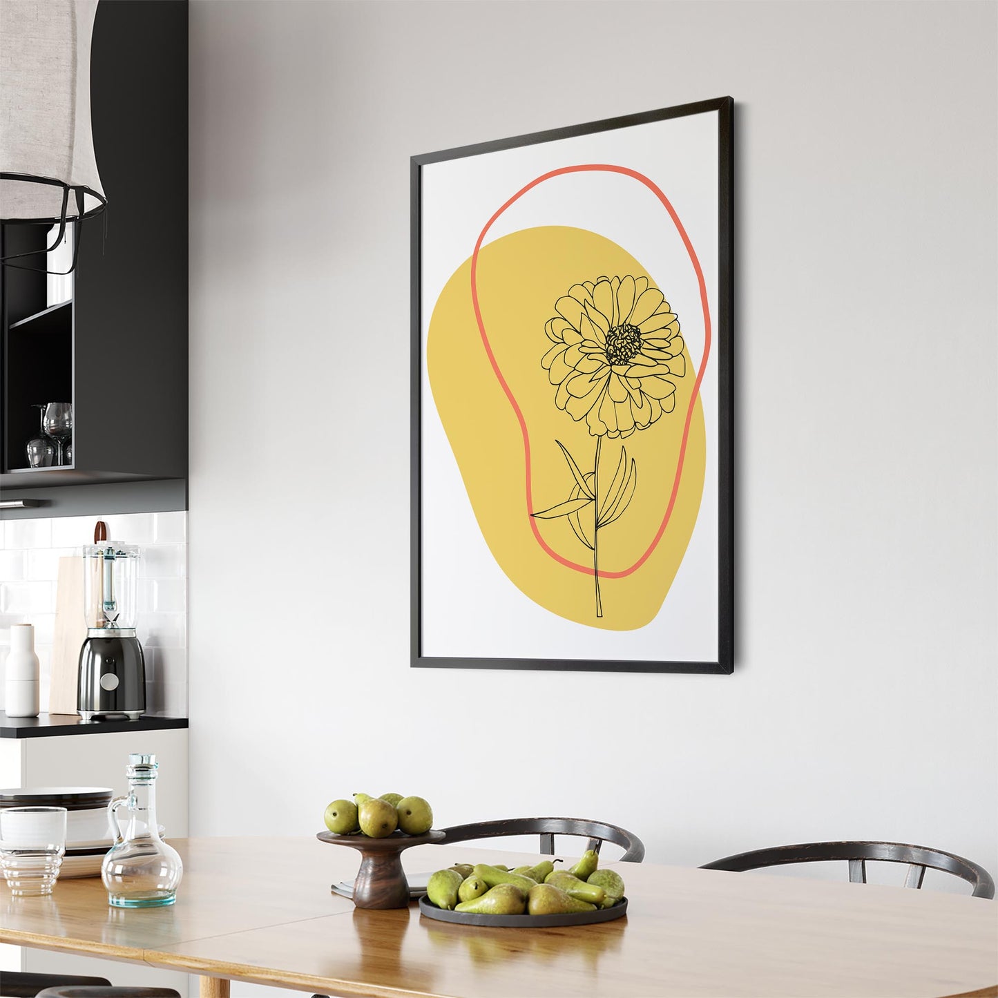 Abstract Sunflower Yellow Flower Modern Wall Art - The Affordable Art Company