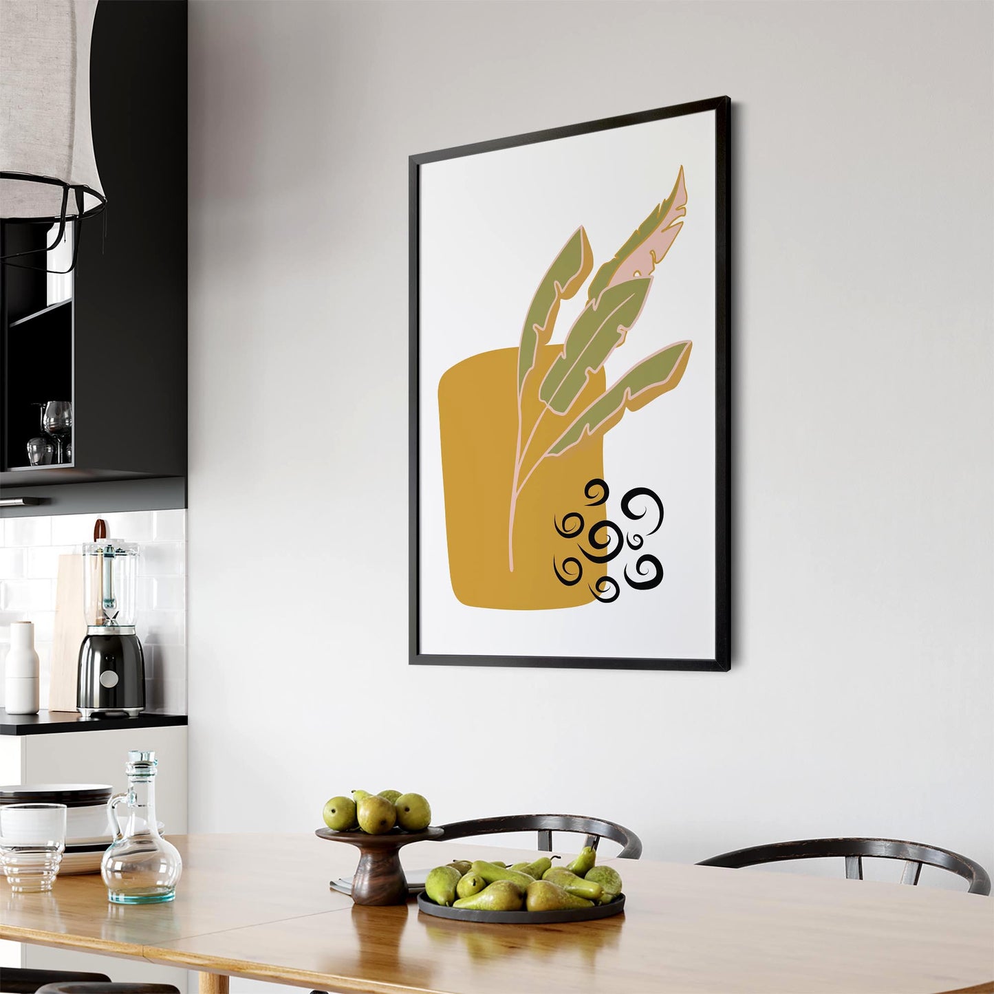 Abstract House Plant Minimal Living Room Wall Art #2 - The Affordable Art Company