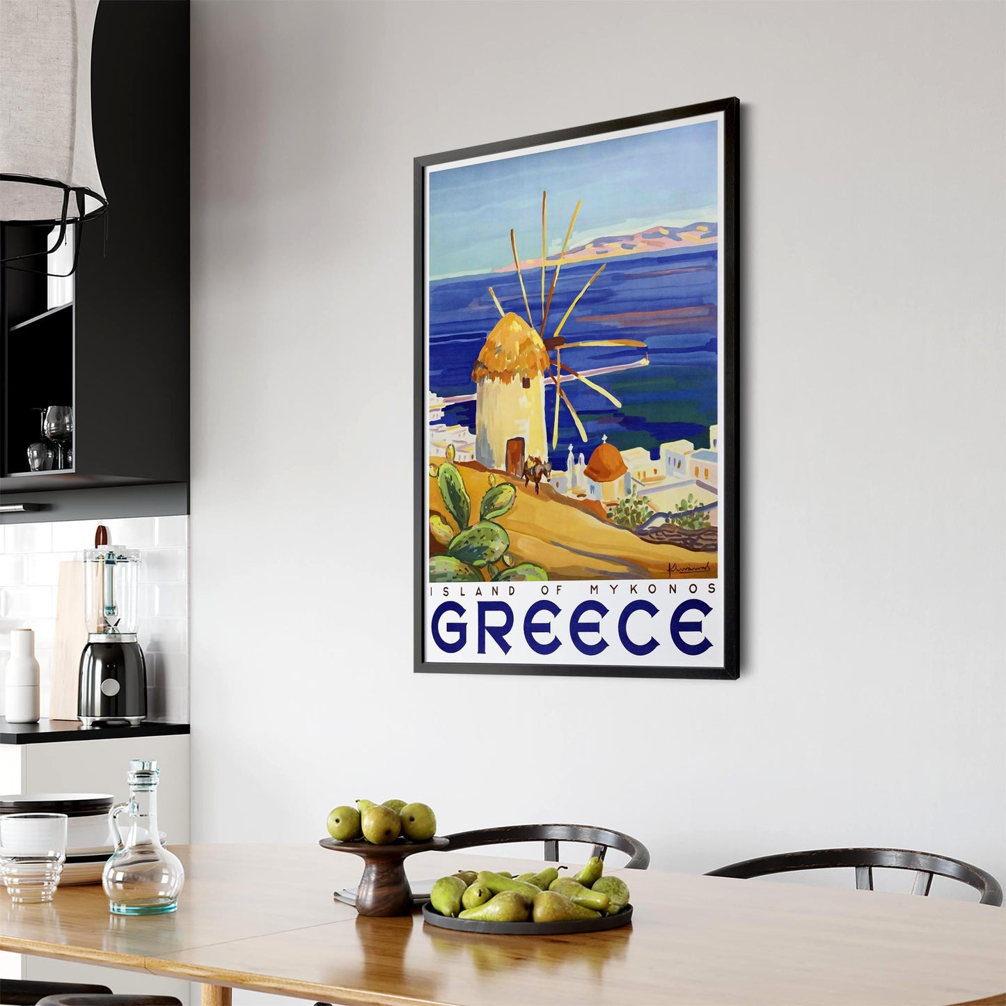 Island of Mykonos Greece Vintage Travel Advert Wall Art - The Affordable Art Company