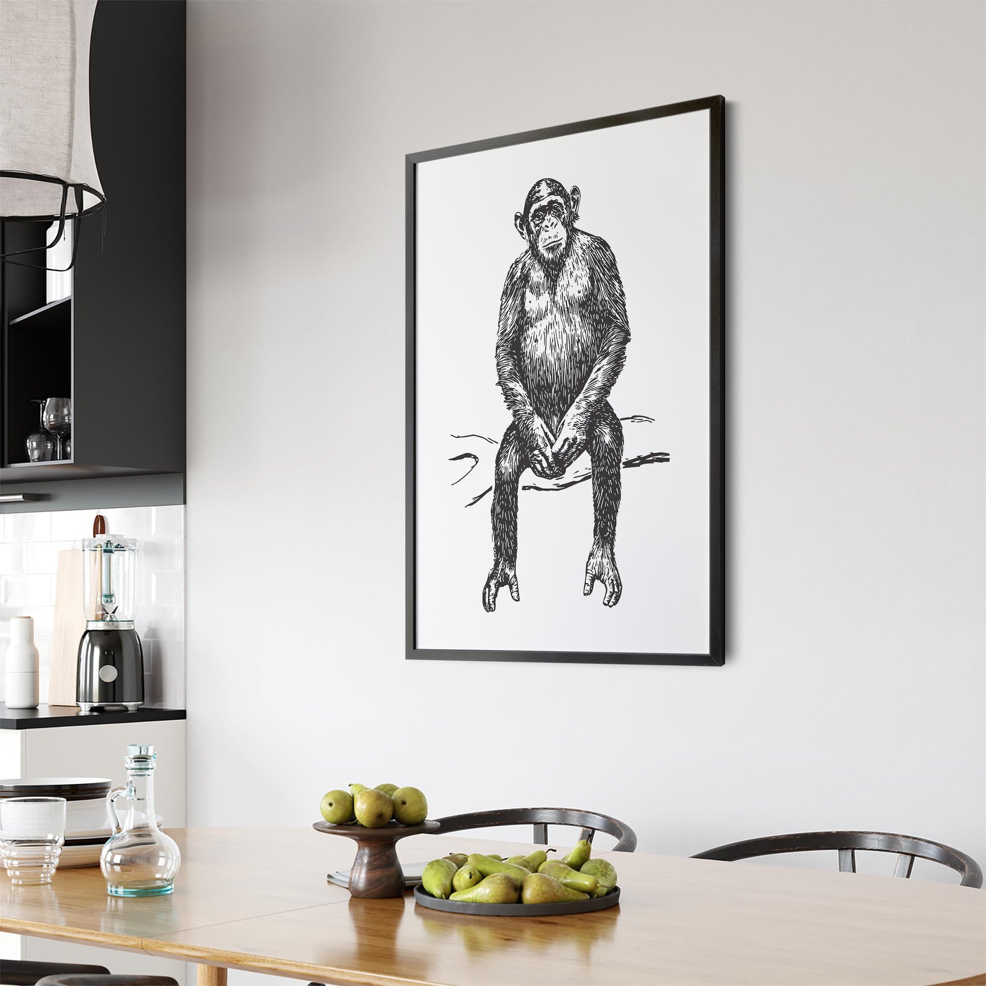 Monkey Drawing Animal Jungle Wall Art - The Affordable Art Company