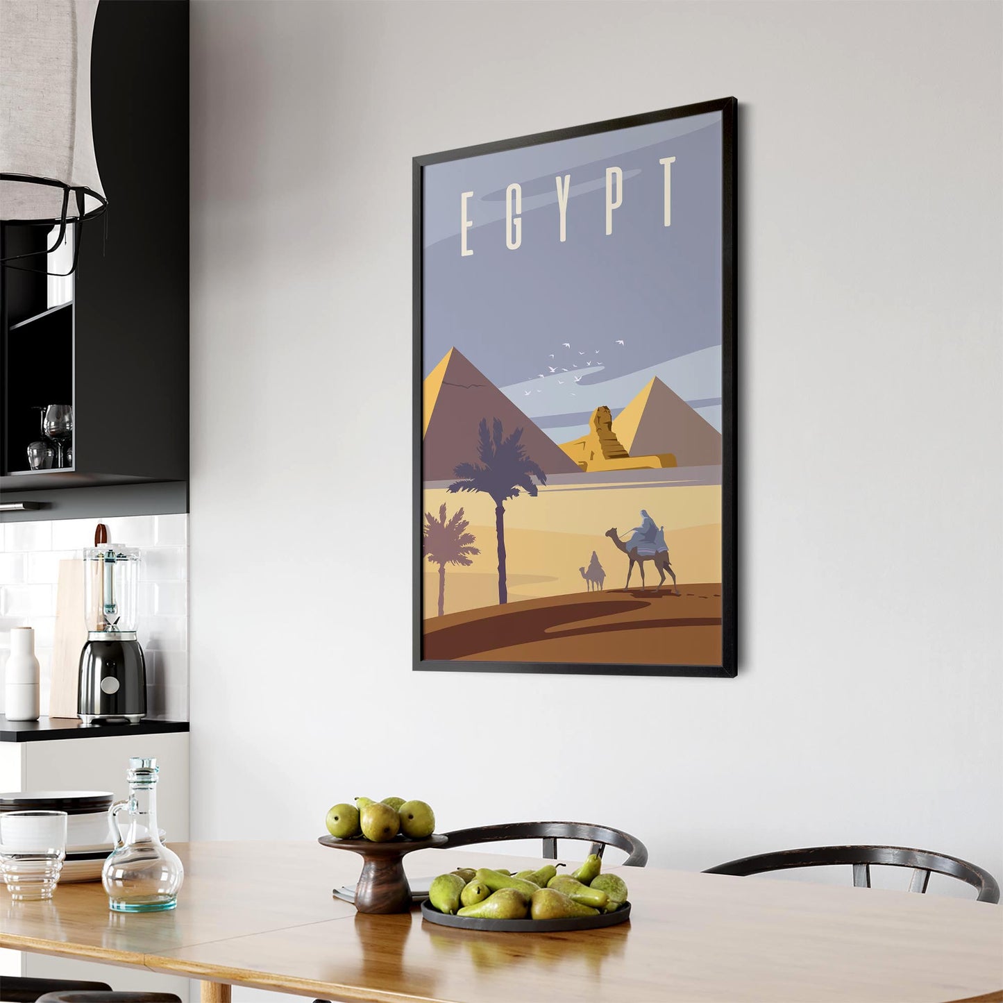 Retro Pyramids Egypt World Travel Vintage Wall Art - The Affordable Art Company
