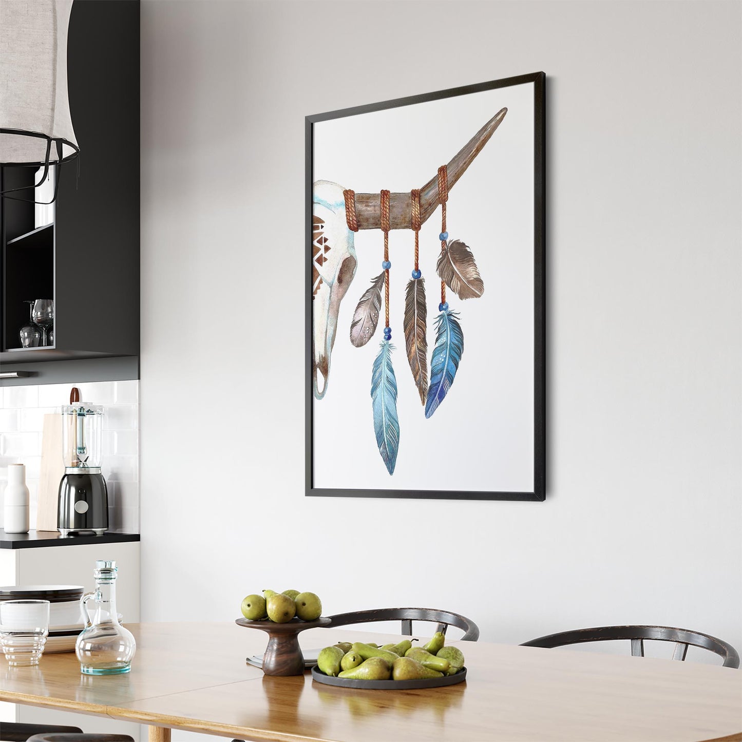 Cow Skull Painting Minimal Boho Vintage Wall Art #2 - The Affordable Art Company