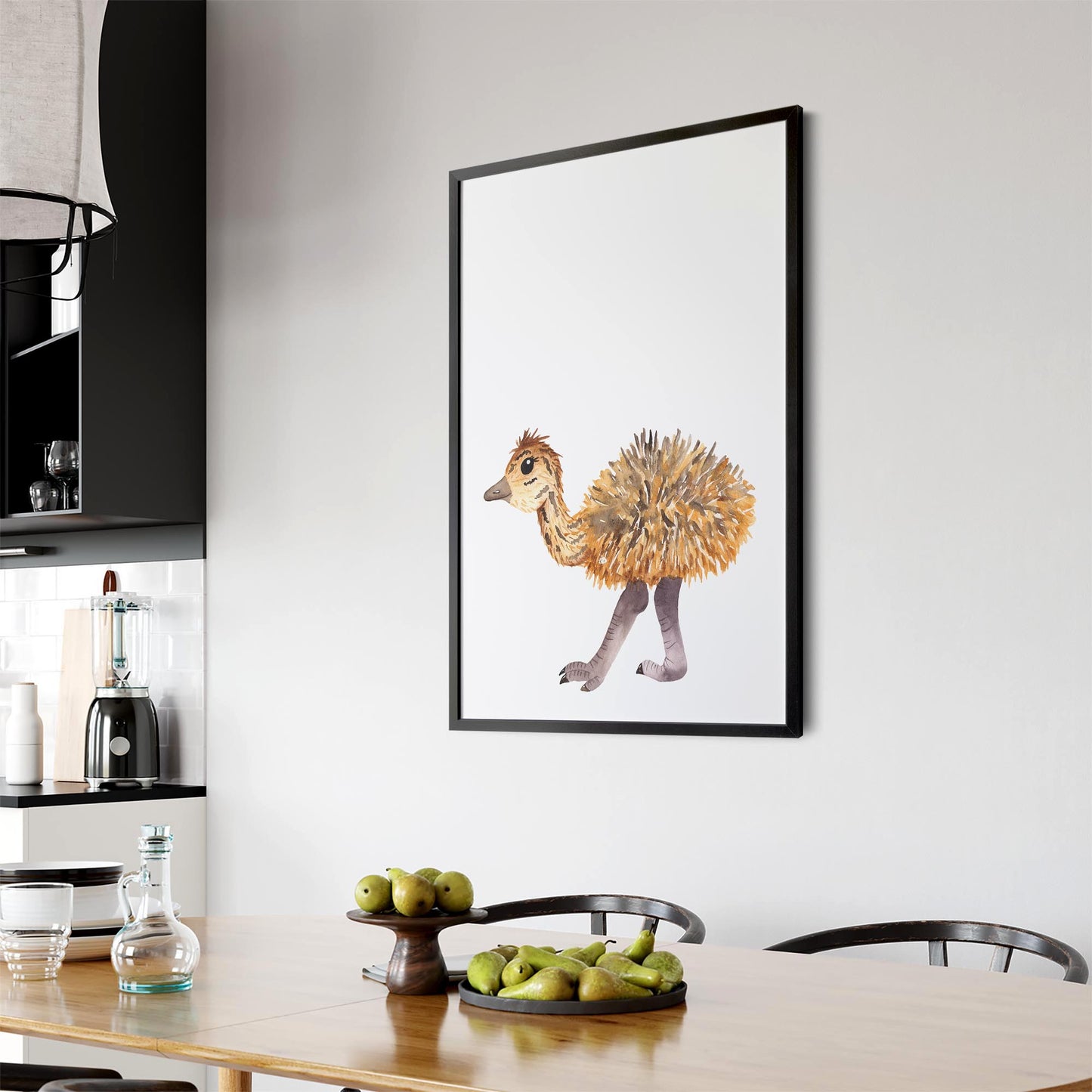 Cartoon Ostrich Cute Nursery Baby Animal Art - The Affordable Art Company