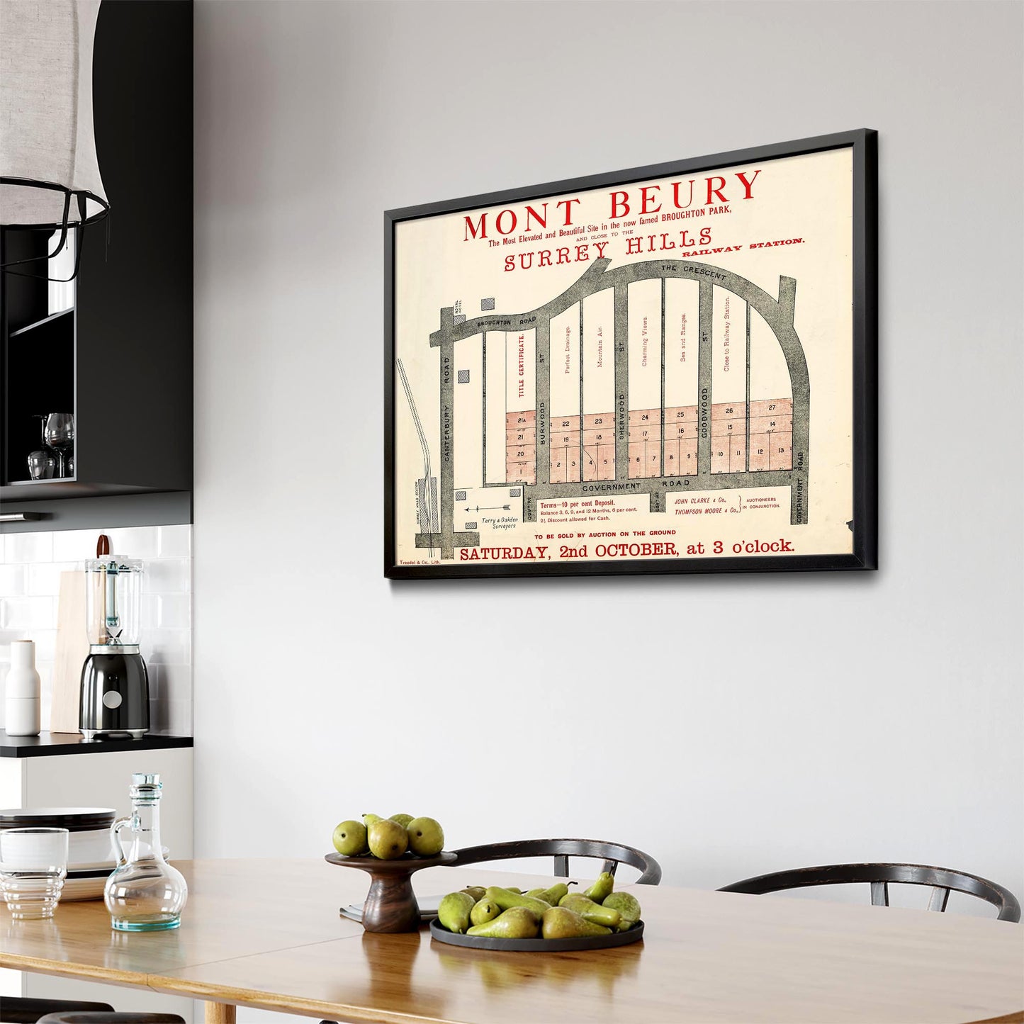 Surrey Hills Melbourne Vintage Real Estate Wall Art #2 - The Affordable Art Company