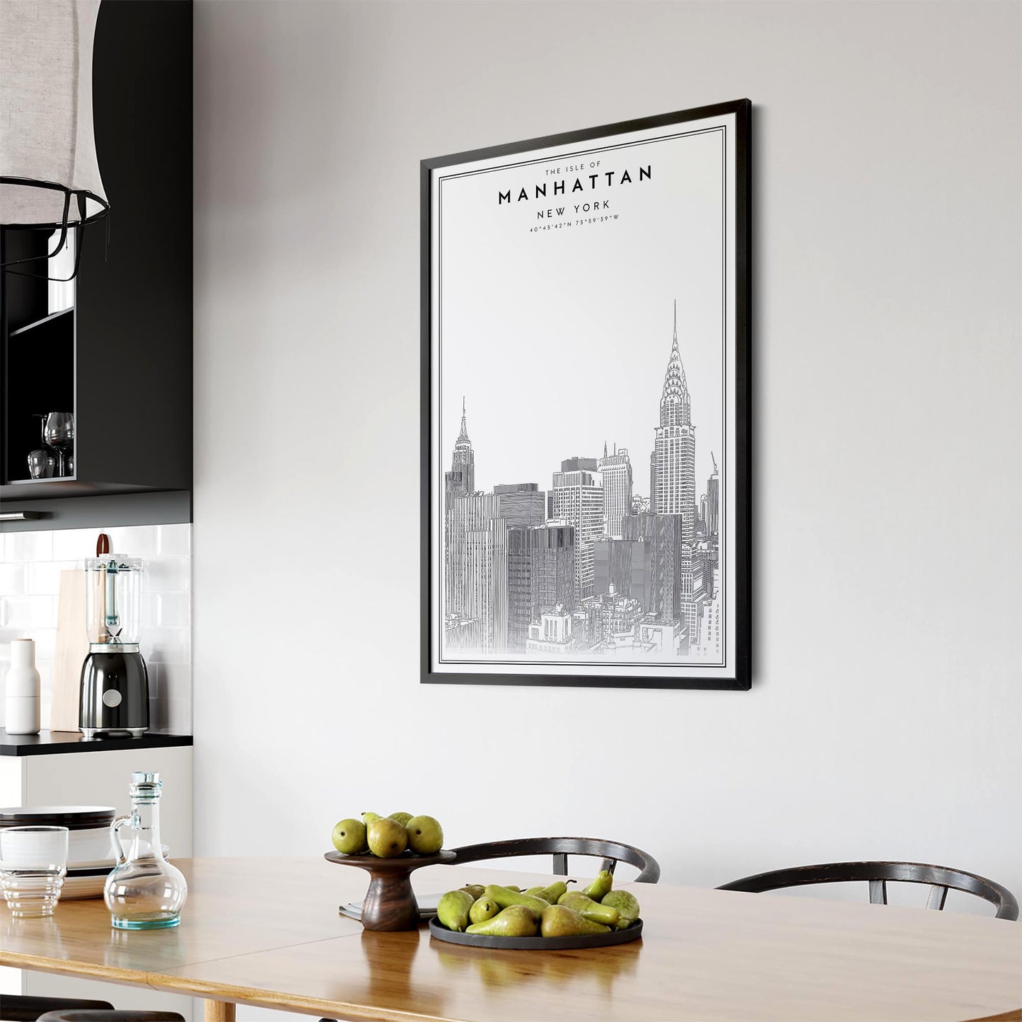 Minimal Manhattan Skyline New York Wall Art - The Affordable Art Company
