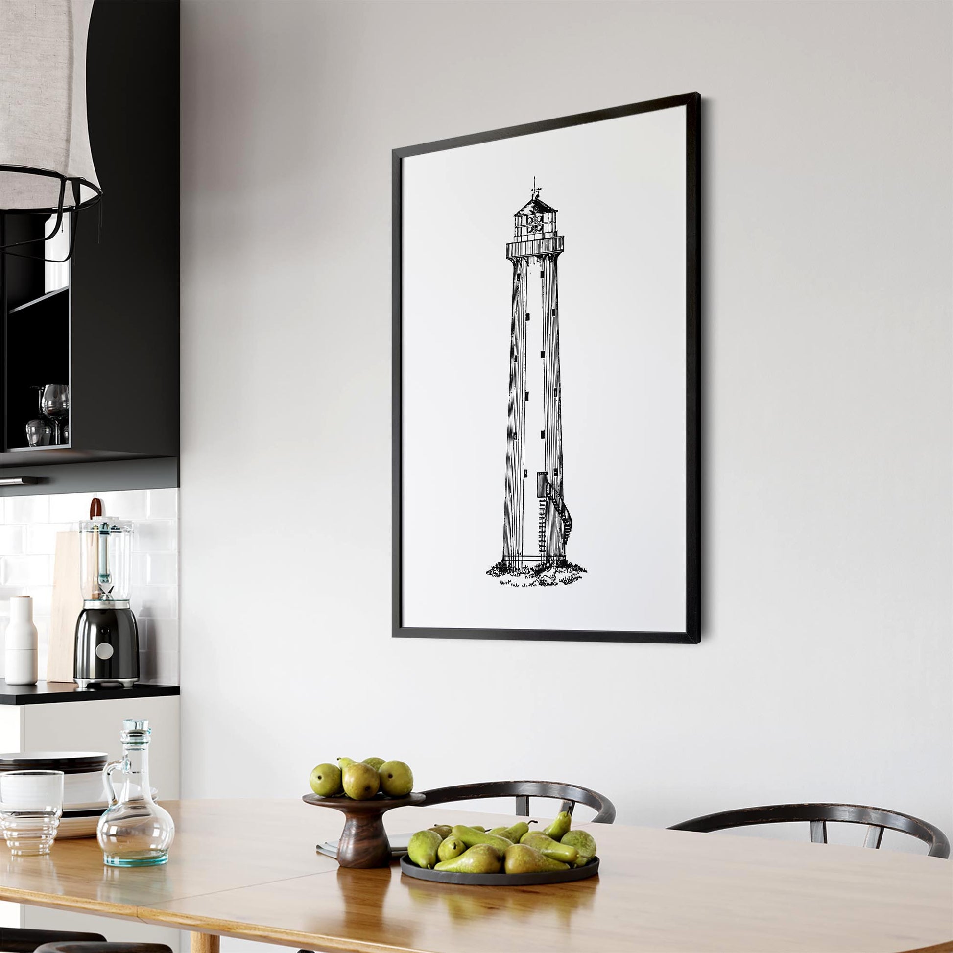 Lighthouse Coastal Drawing Nautical Wall Art - The Affordable Art Company