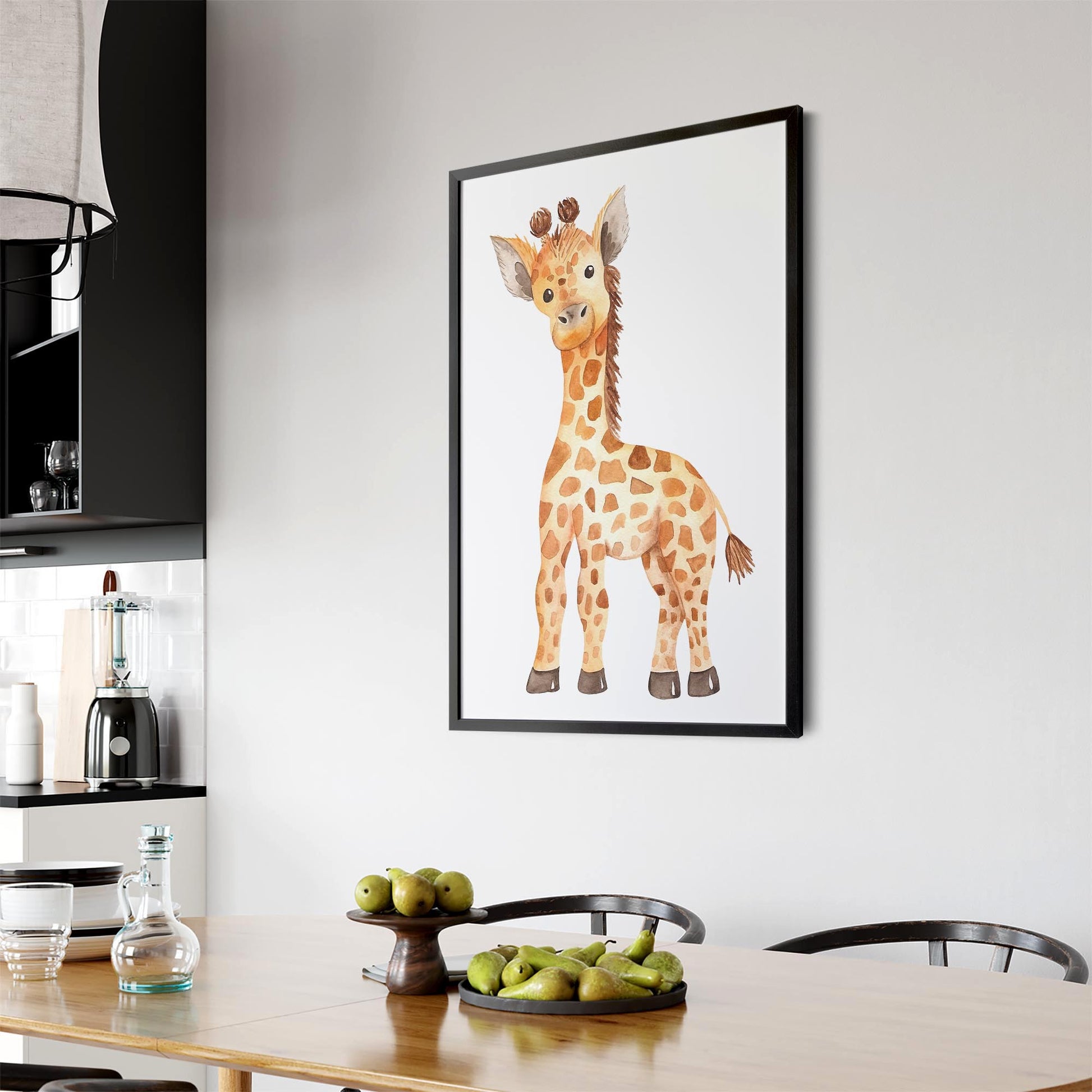 Cartoon Giraffe Cute Nursery Baby Animal Wall Art #2 - The Affordable Art Company
