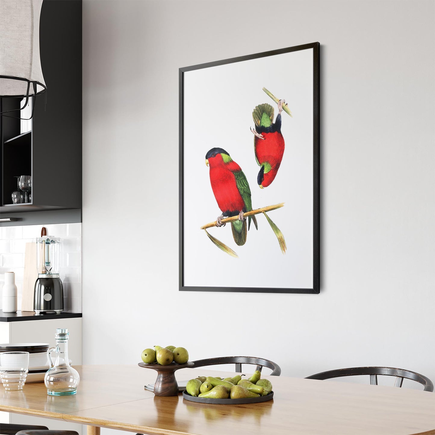 Collared Lories Bird Exotic Drawing Wall Art - The Affordable Art Company