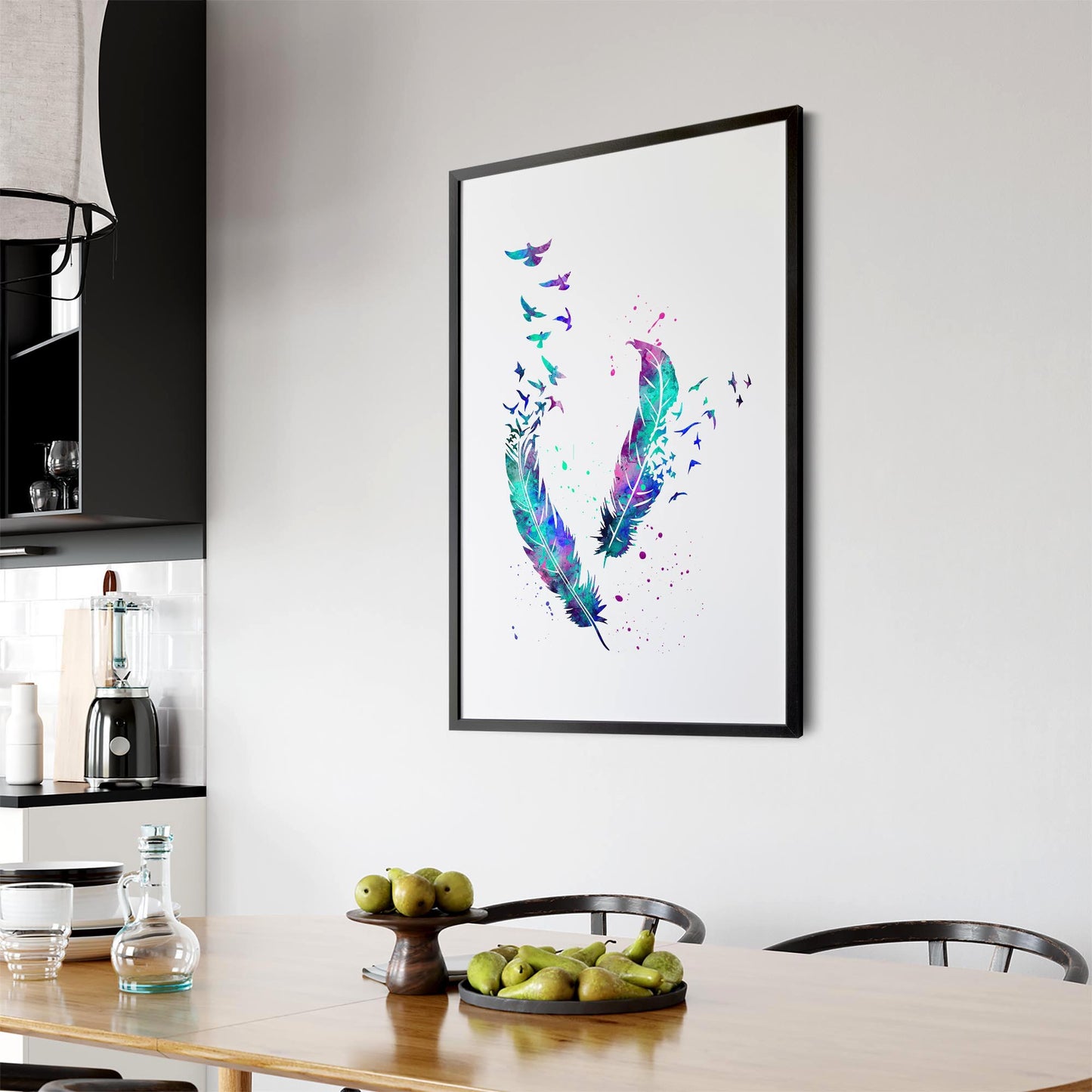 Feather Painting Colourful Bird Wall Art #2 - The Affordable Art Company