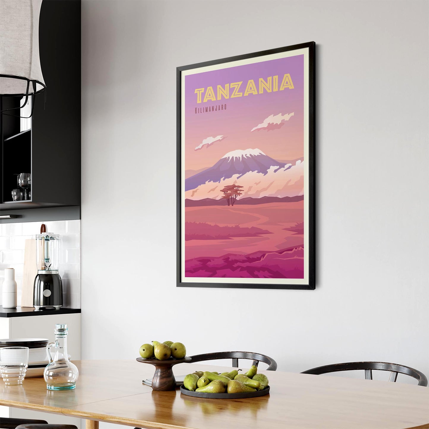 Retro Kilimanjaro, Tanzania Travel Vintage Wall Art - The Affordable Art Company