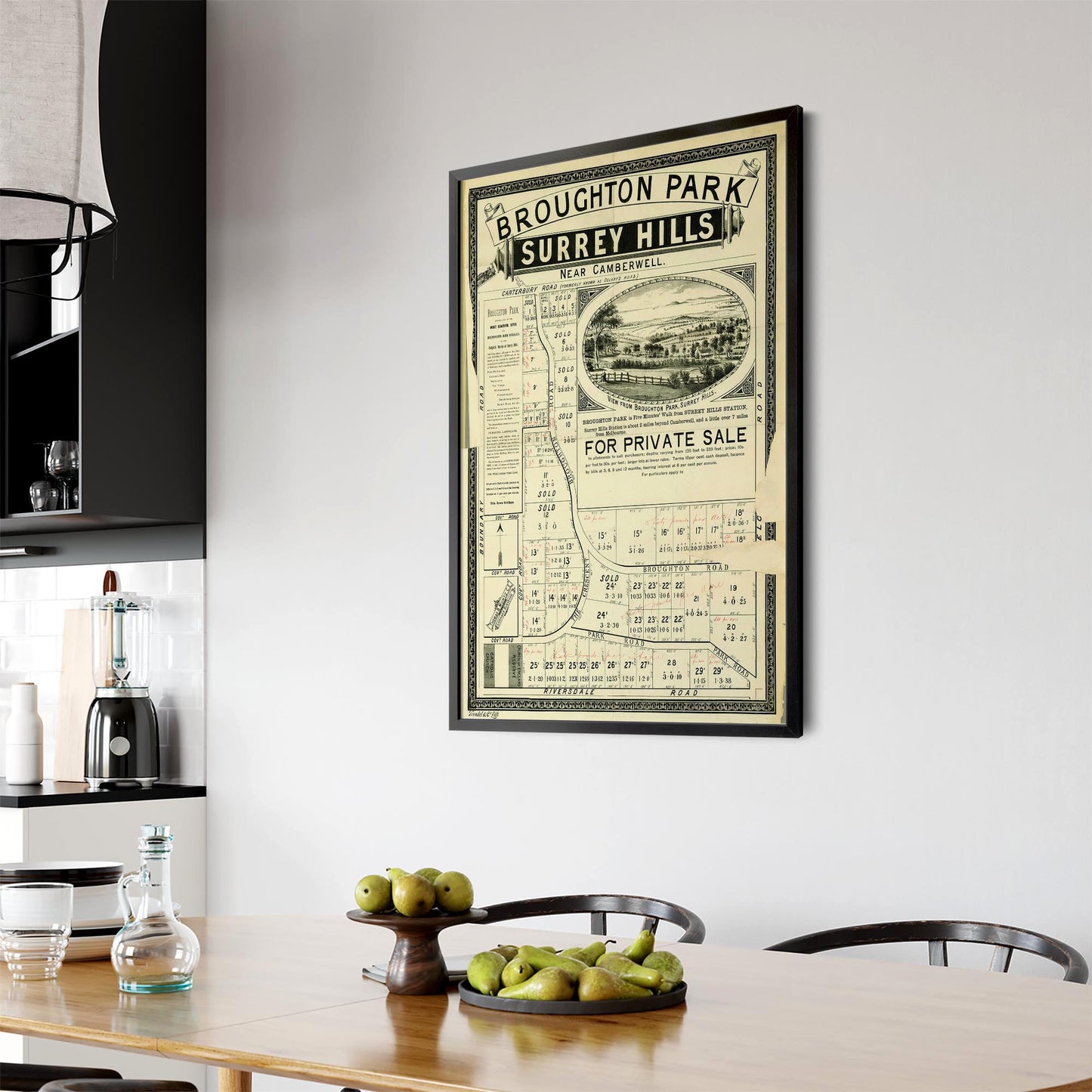 Surrey Hills Melbourne Vintage Real Estate Wall Art #1 - The Affordable Art Company