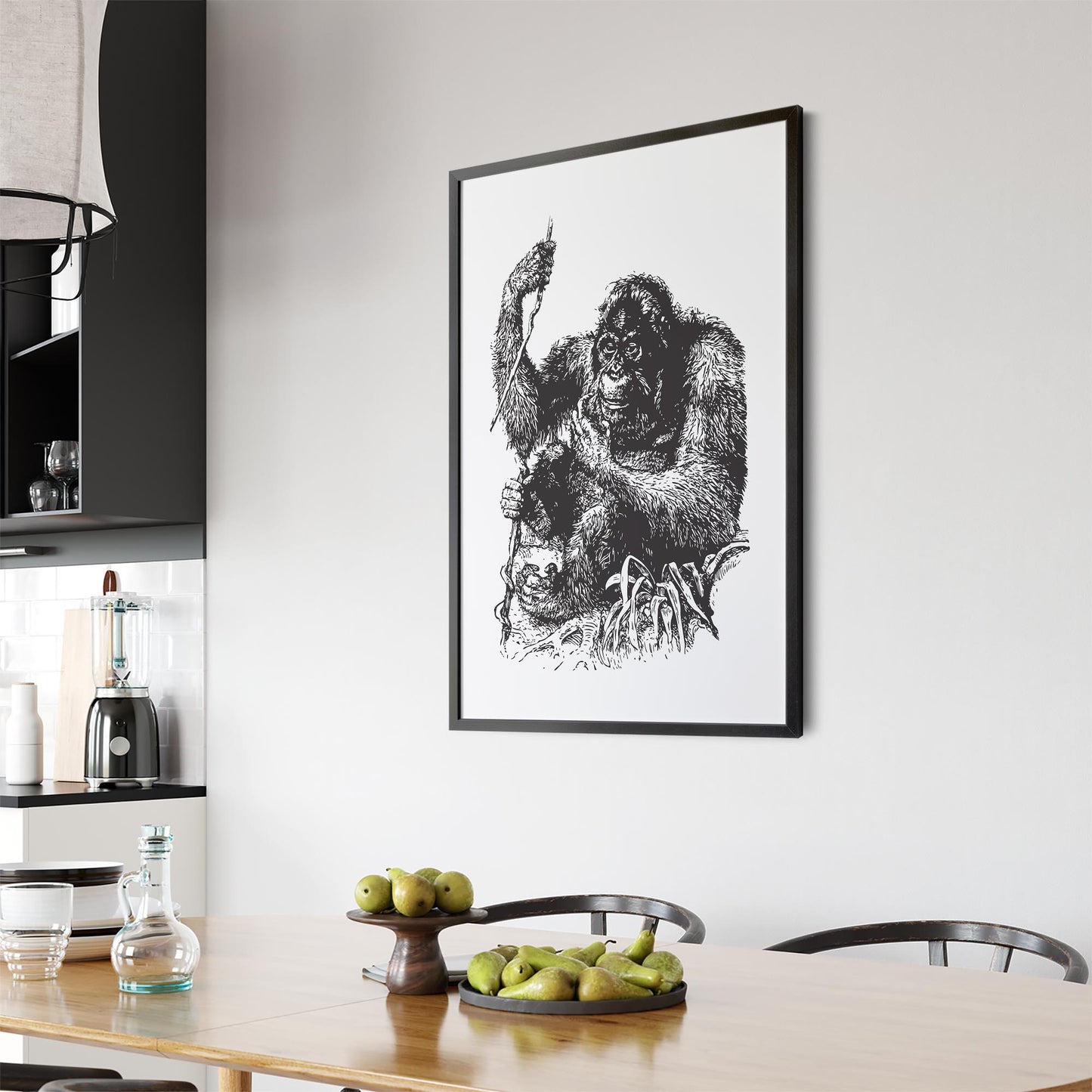 Orangutan Drawing Jungle Animal Wall Art - The Affordable Art Company