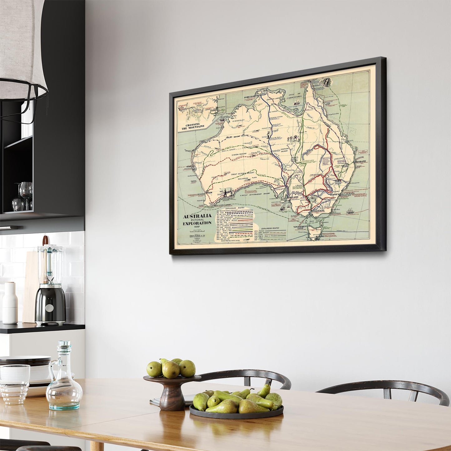 Australia Vintage Exploration Map Old Wall Art - The Affordable Art Company