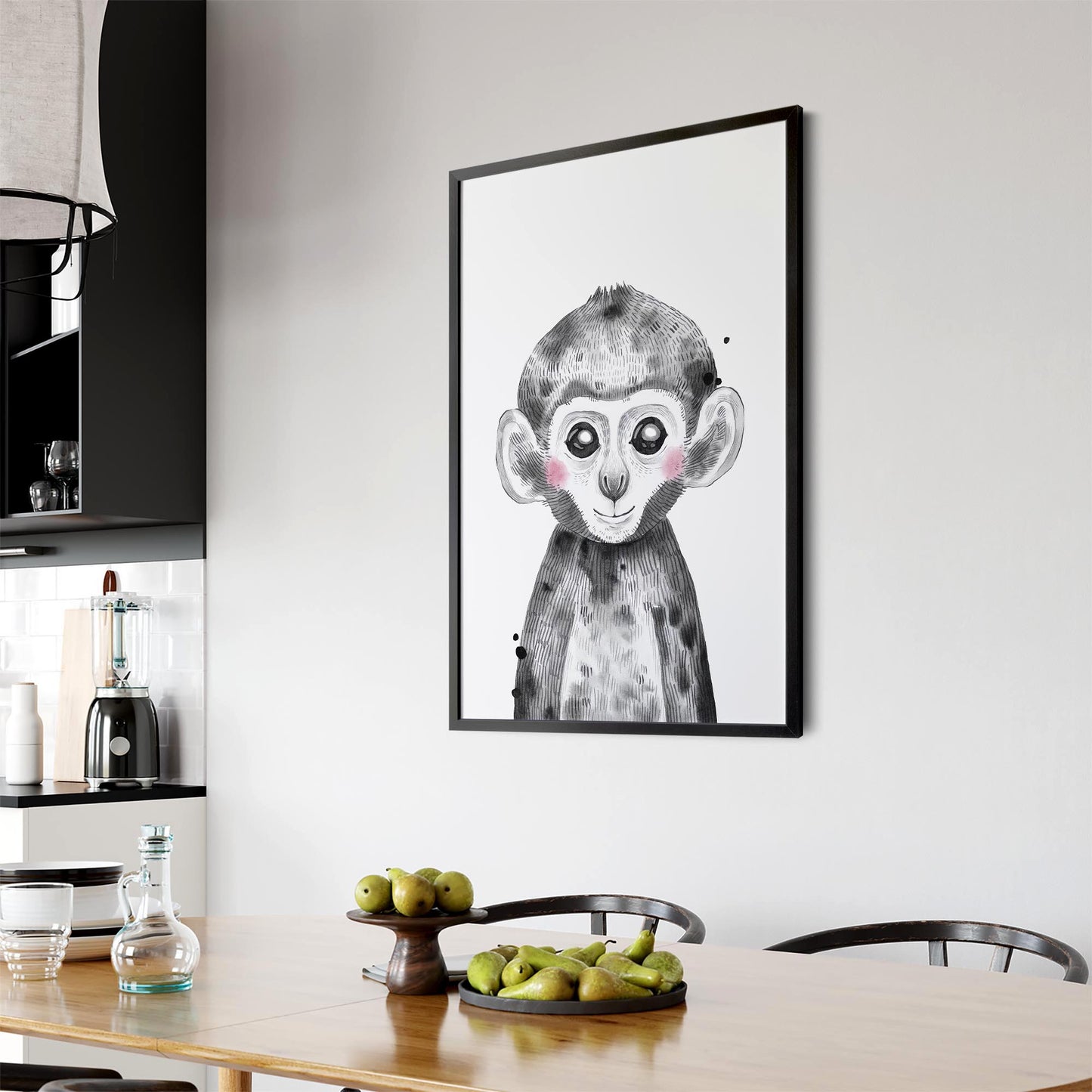 Cute Blushing Baby Monkey Nursery Animal Wall Art - The Affordable Art Company