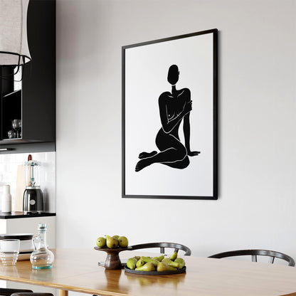 Minimal Female Nude Abstract Black Wall Art - The Affordable Art Company