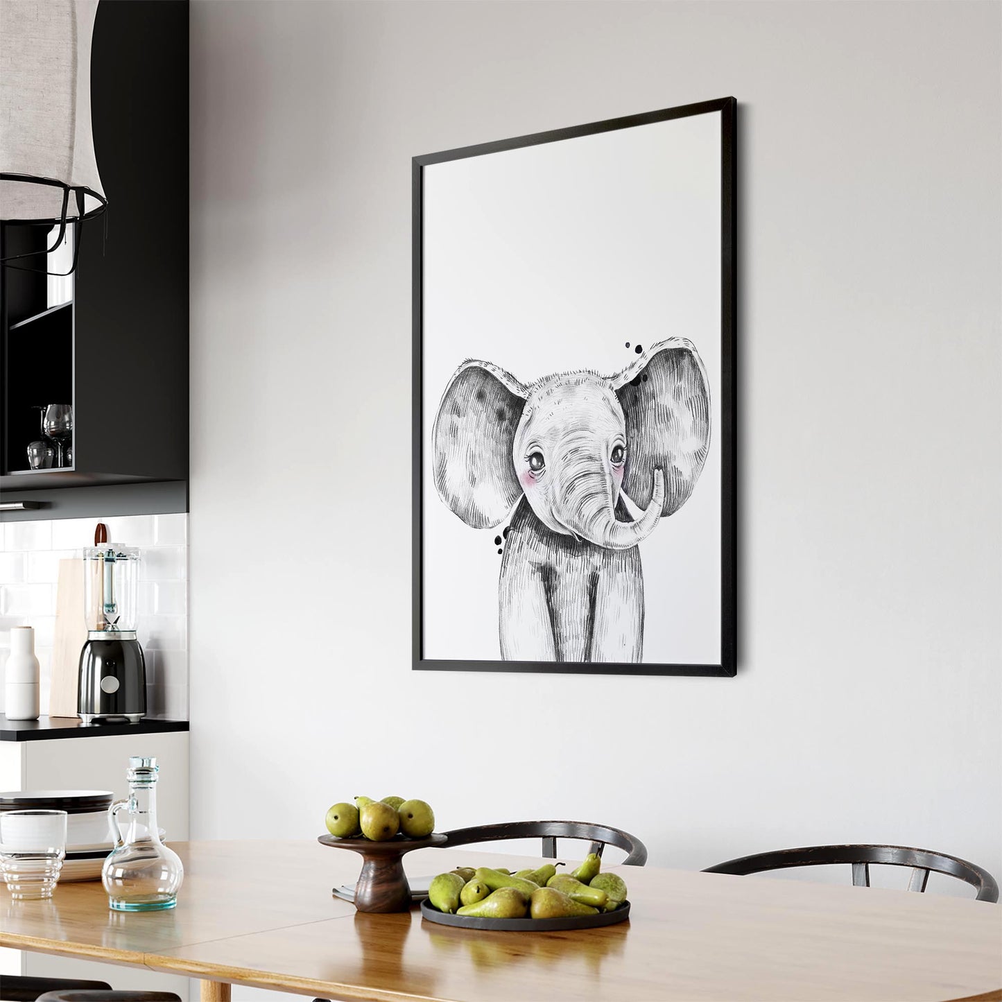 Cute Blushing Baby Elephant Nursery Animal Wall Art - The Affordable Art Company