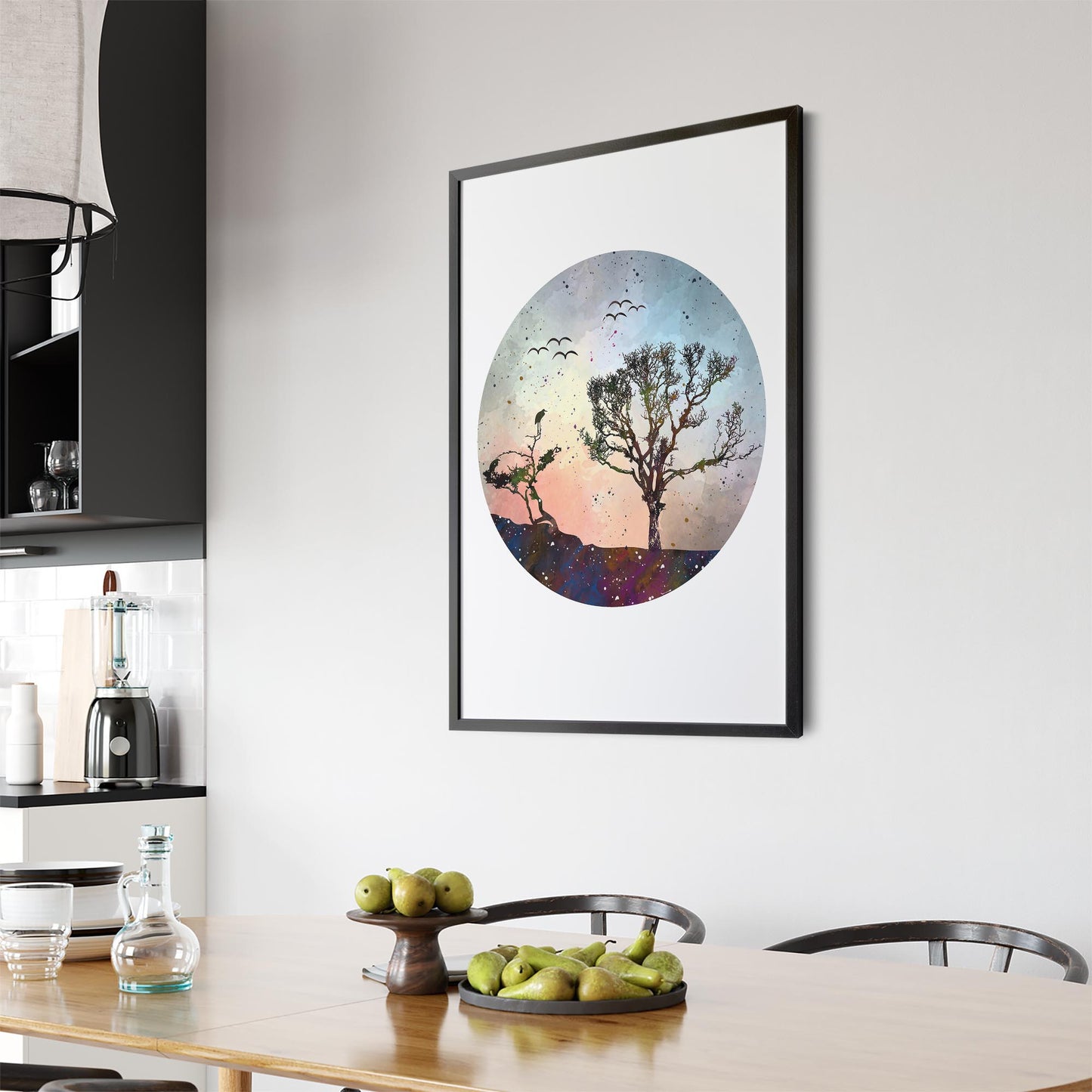 Scandi Circle Landscape Kitchen Minimal Wall Art #3 - The Affordable Art Company