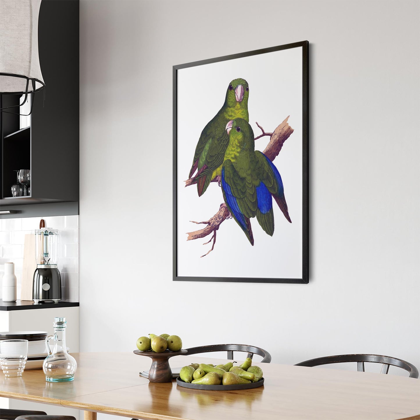 Blue-Winged Parakeet Exotic Bird Drawing Wall Art - The Affordable Art Company