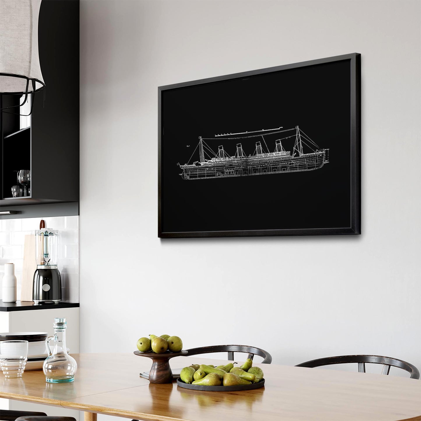 Vintage Titanic Plans Schematic White Wall Art #2 - The Affordable Art Company