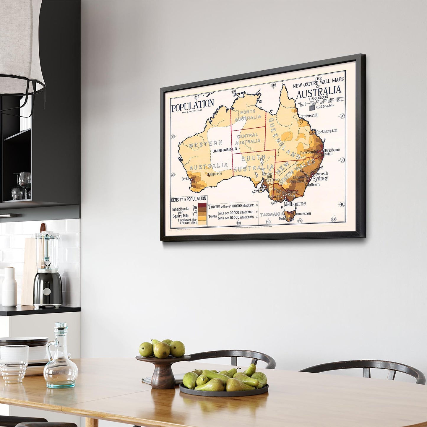 Australian Vintage Map Population Wall Art - The Affordable Art Company
