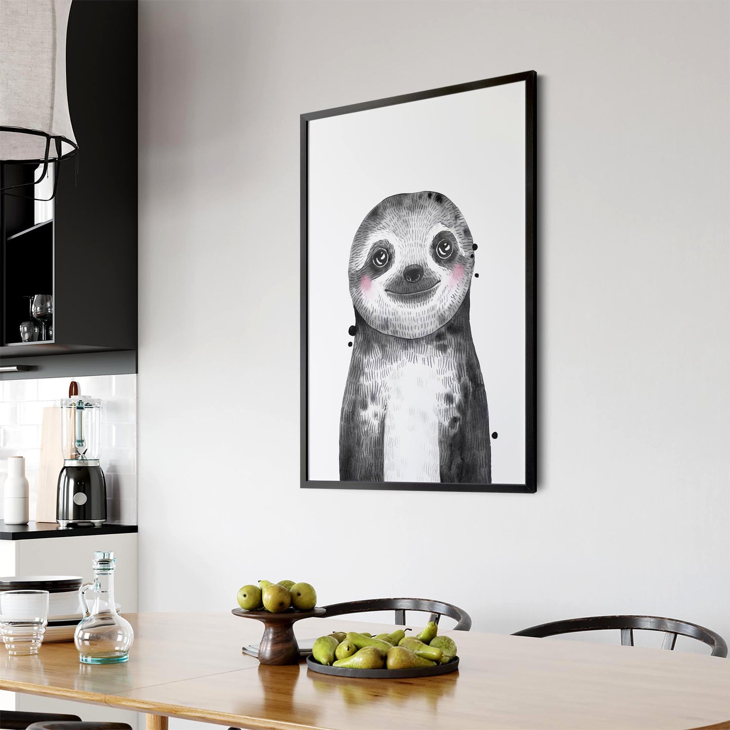 Cute Blushing Baby Sloth Nursery Animal Wall Art - The Affordable Art Company