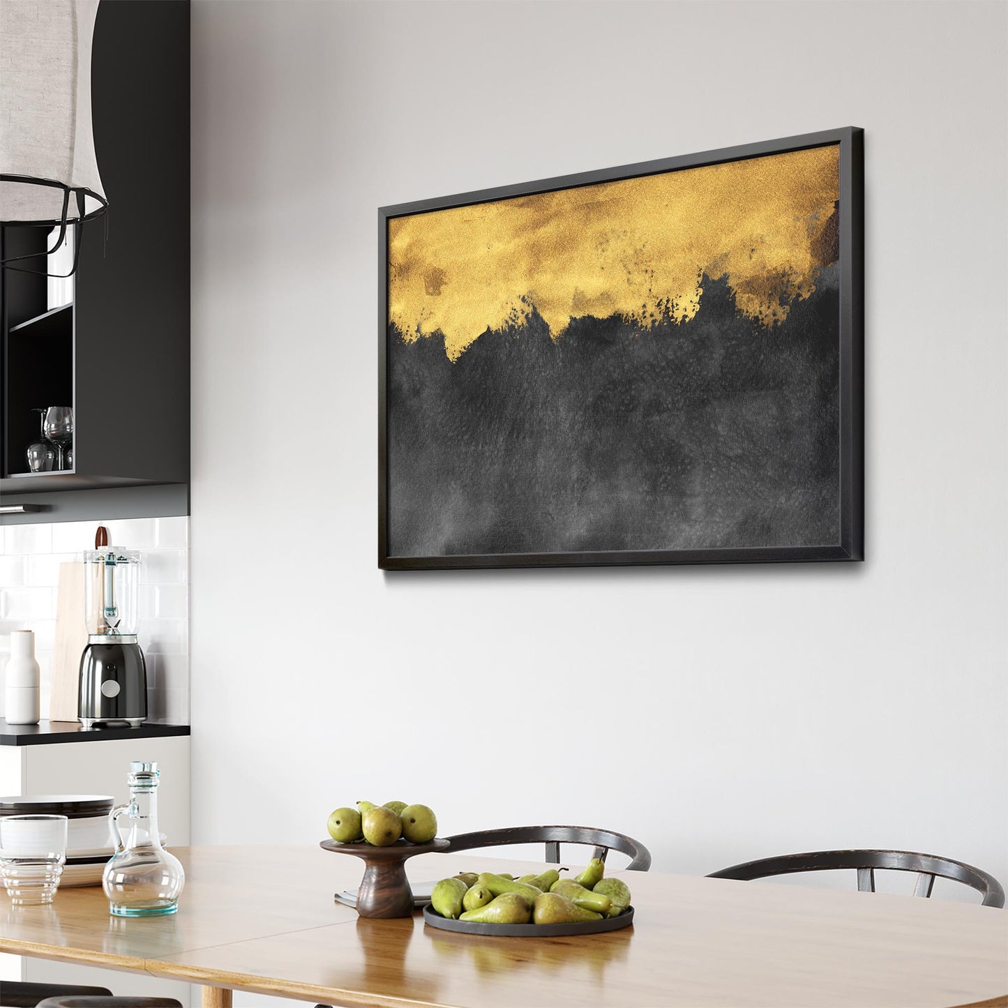 Black and Gold Abstract Painting Minimal Wall Art #3 - The Affordable Art Company