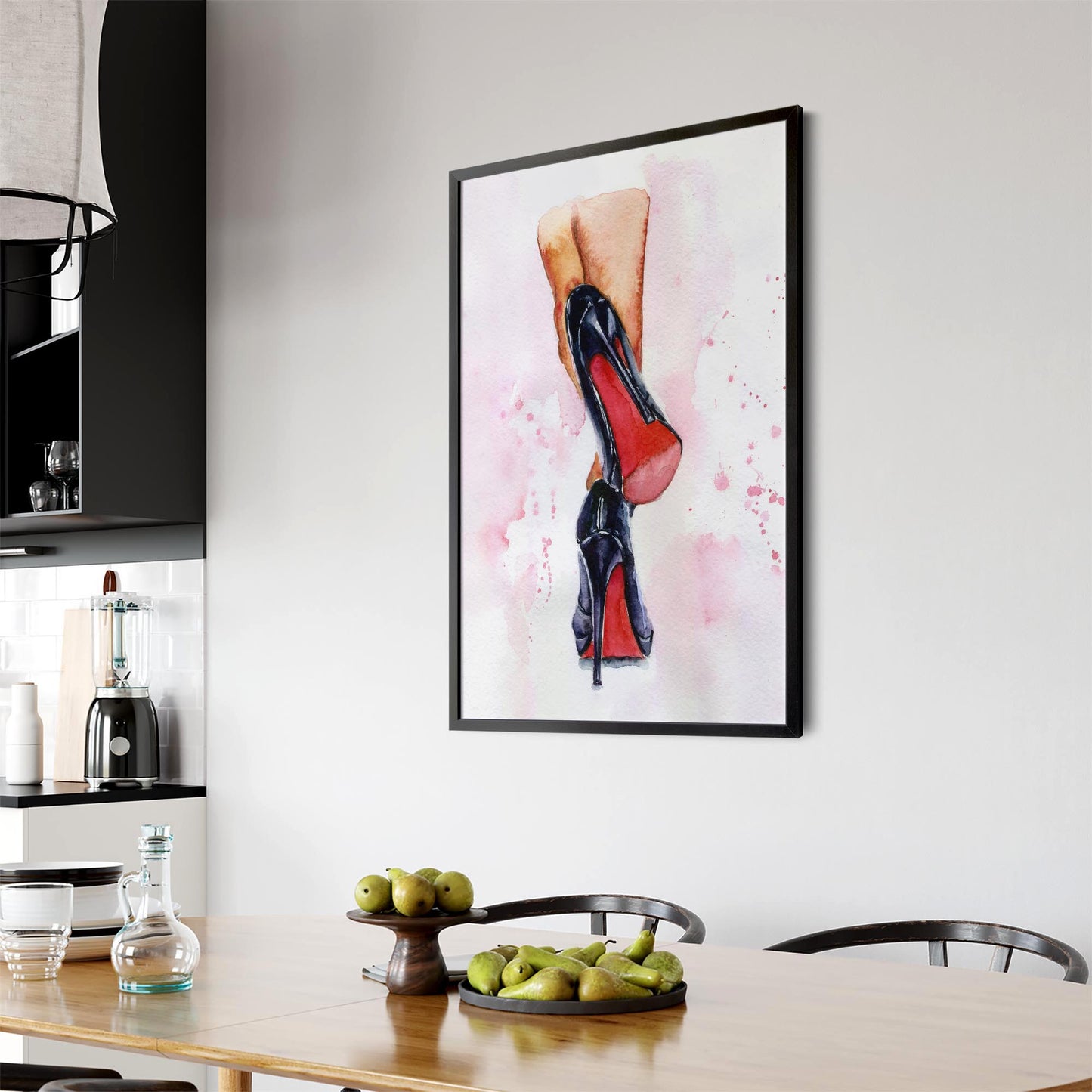 Cute Black Heels Fashion Girls Bedroom Wall Art - The Affordable Art Company