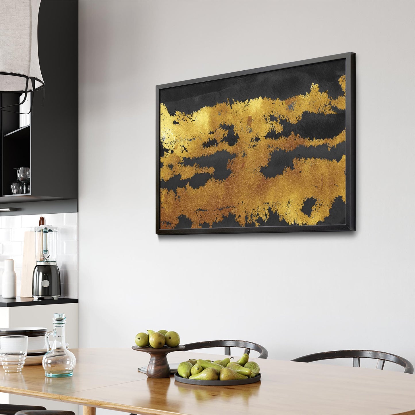 Black and Gold Abstract Minimal Wall Art - The Affordable Art Company