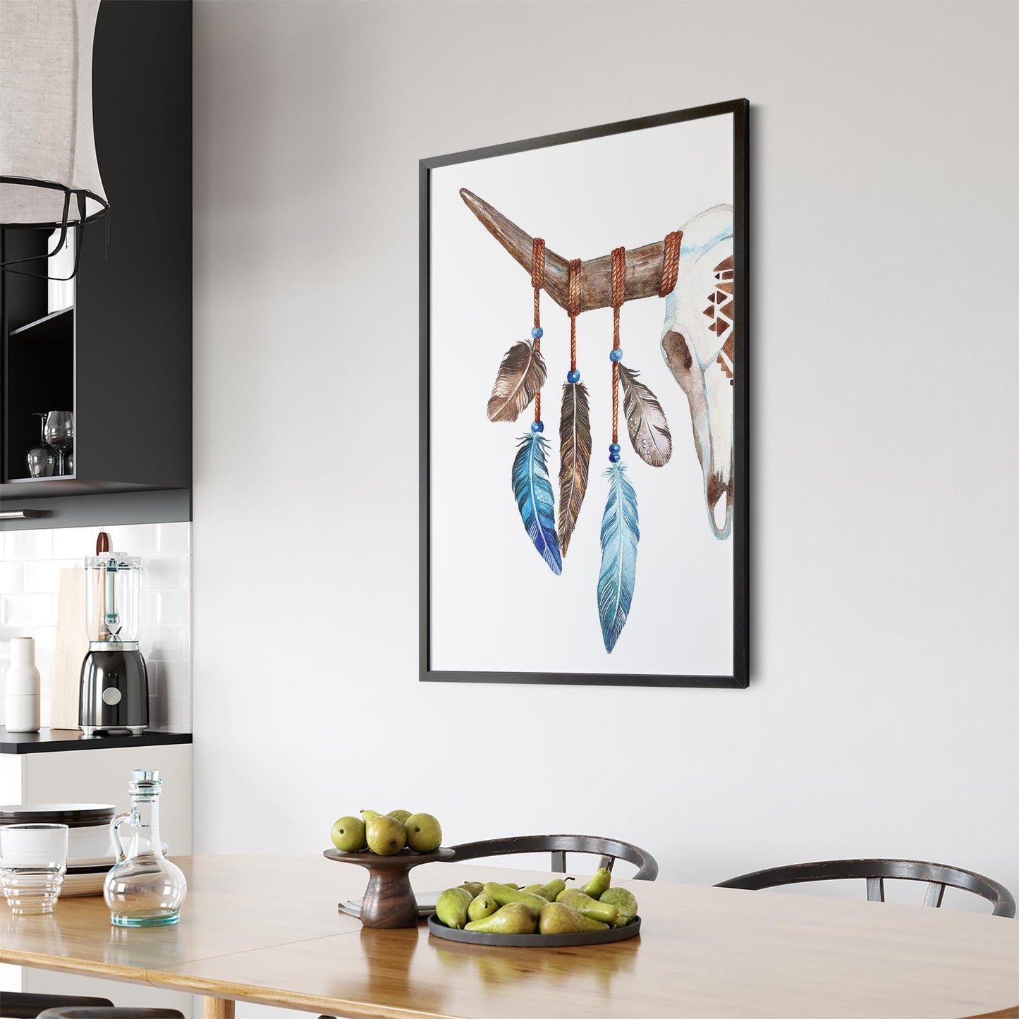 Cow Skull Painting Minimal Boho Vintage Wall Art #3 - The Affordable Art Company