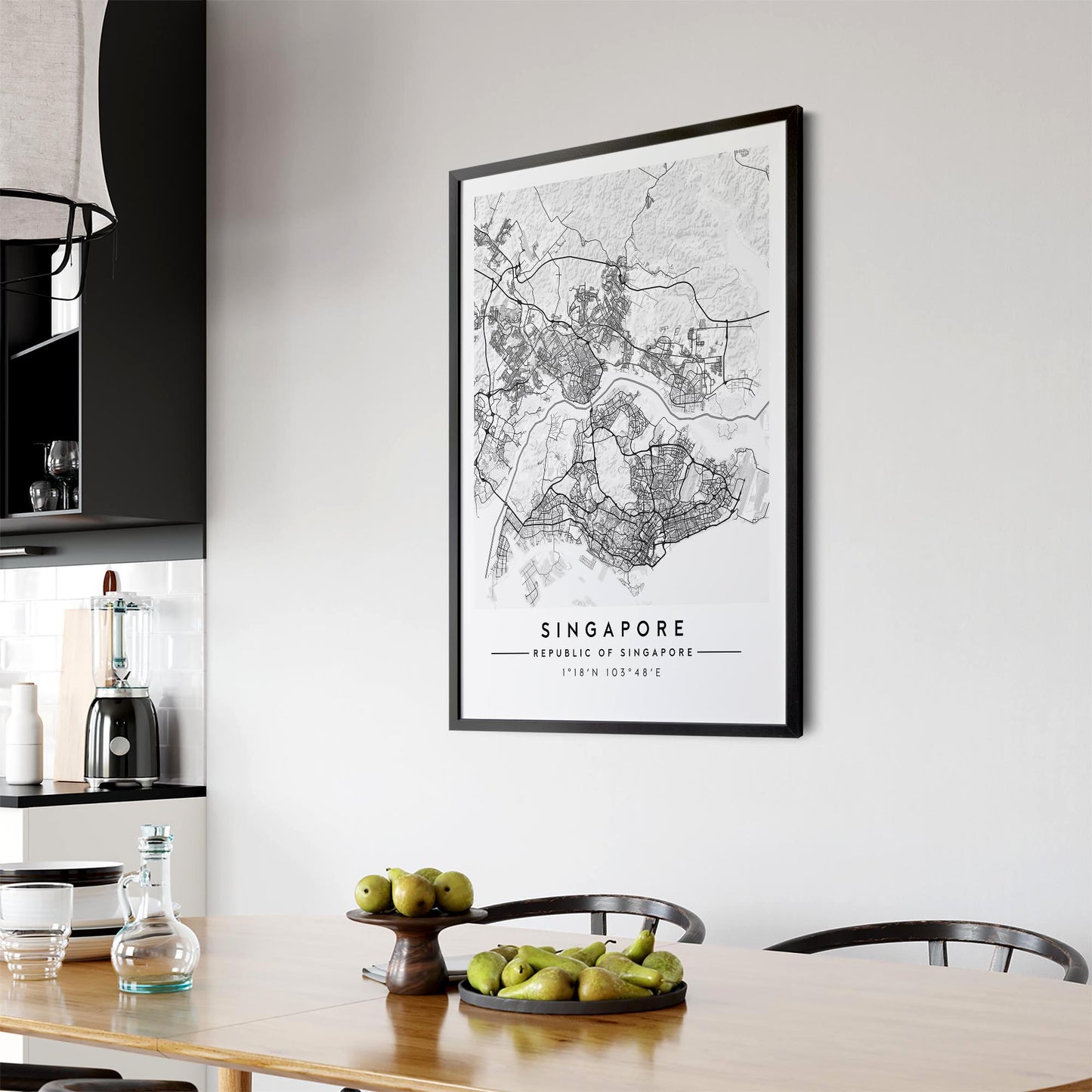 Singapore Minimal Map Wall Art - The Affordable Art Company