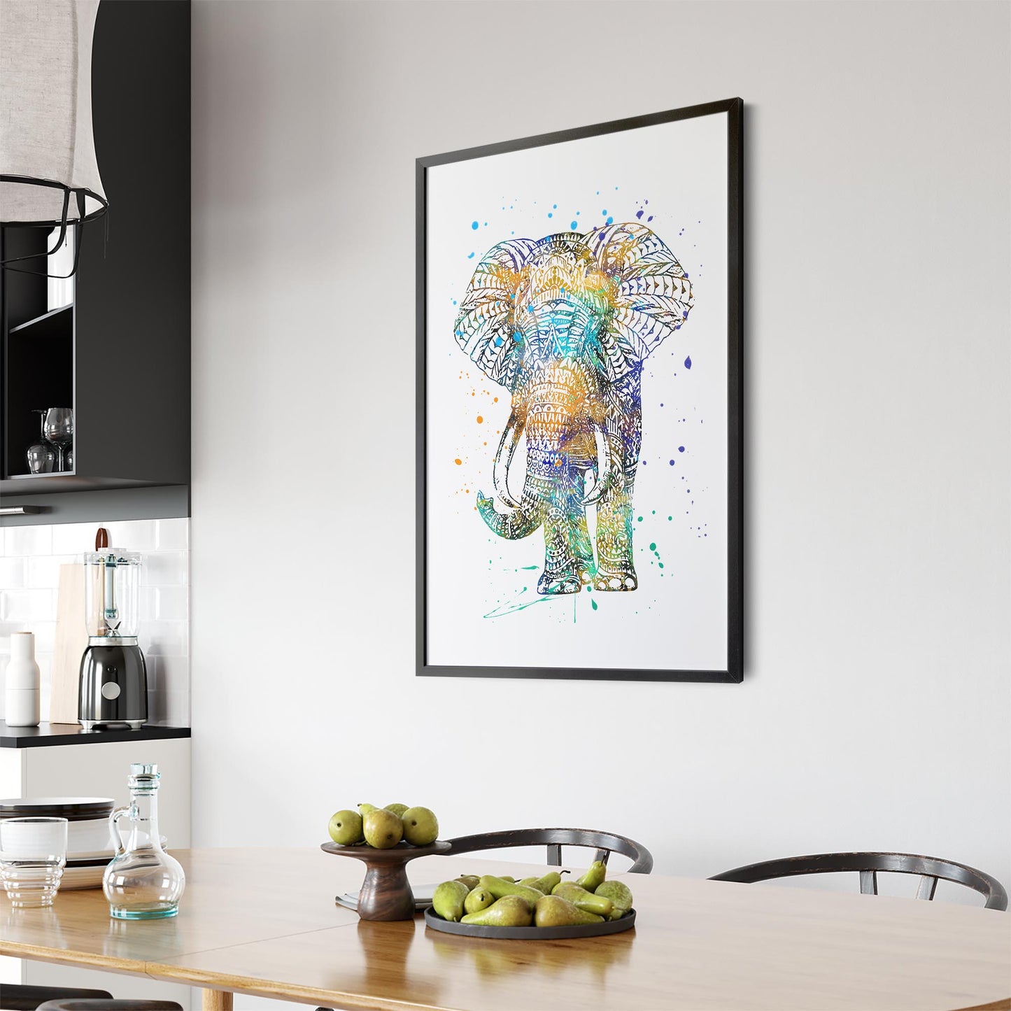Elephant Mandala Cute Pattern Animal Wall Art - The Affordable Art Company