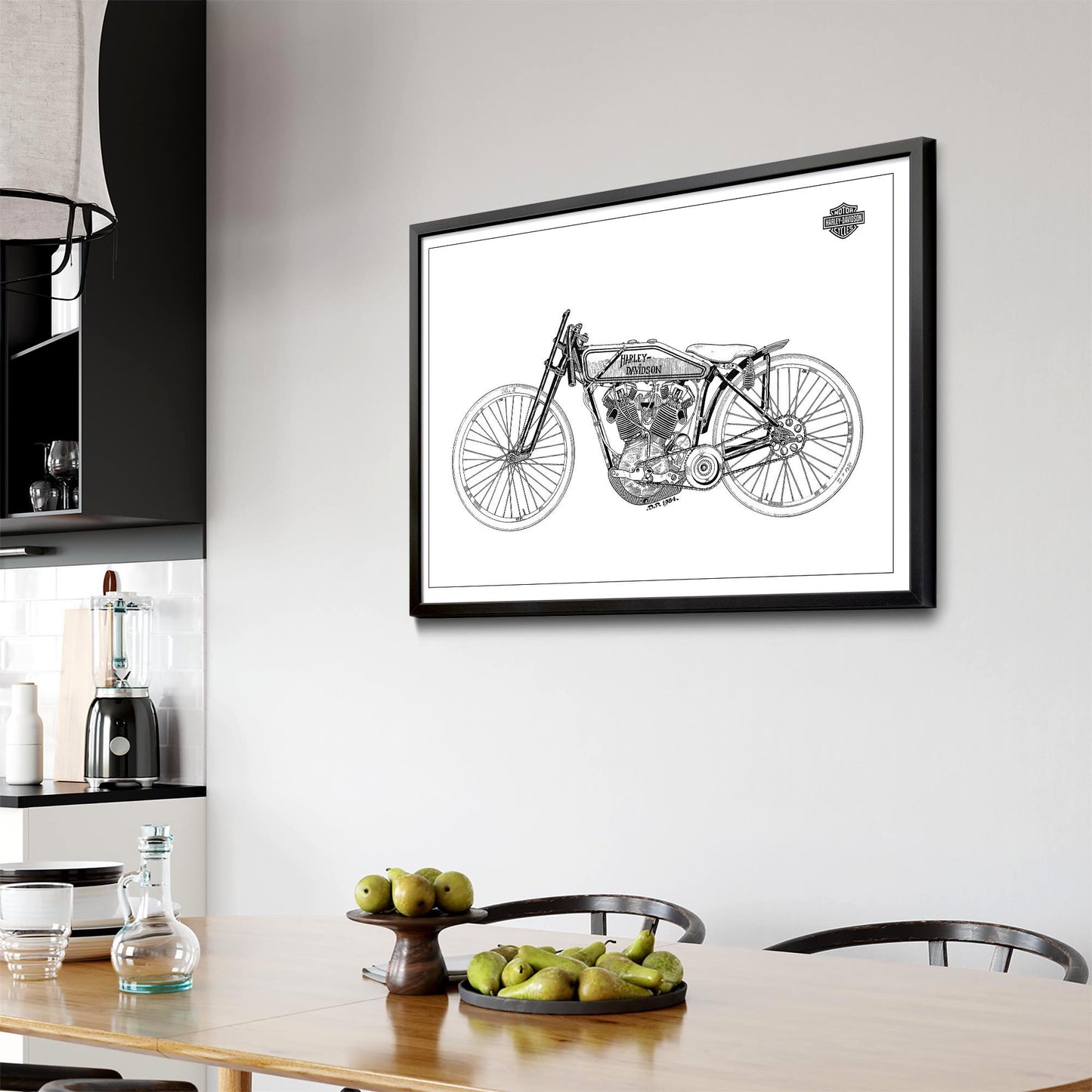 Harley Davidson Motorcycle Patent White Wall Art - The Affordable Art Company