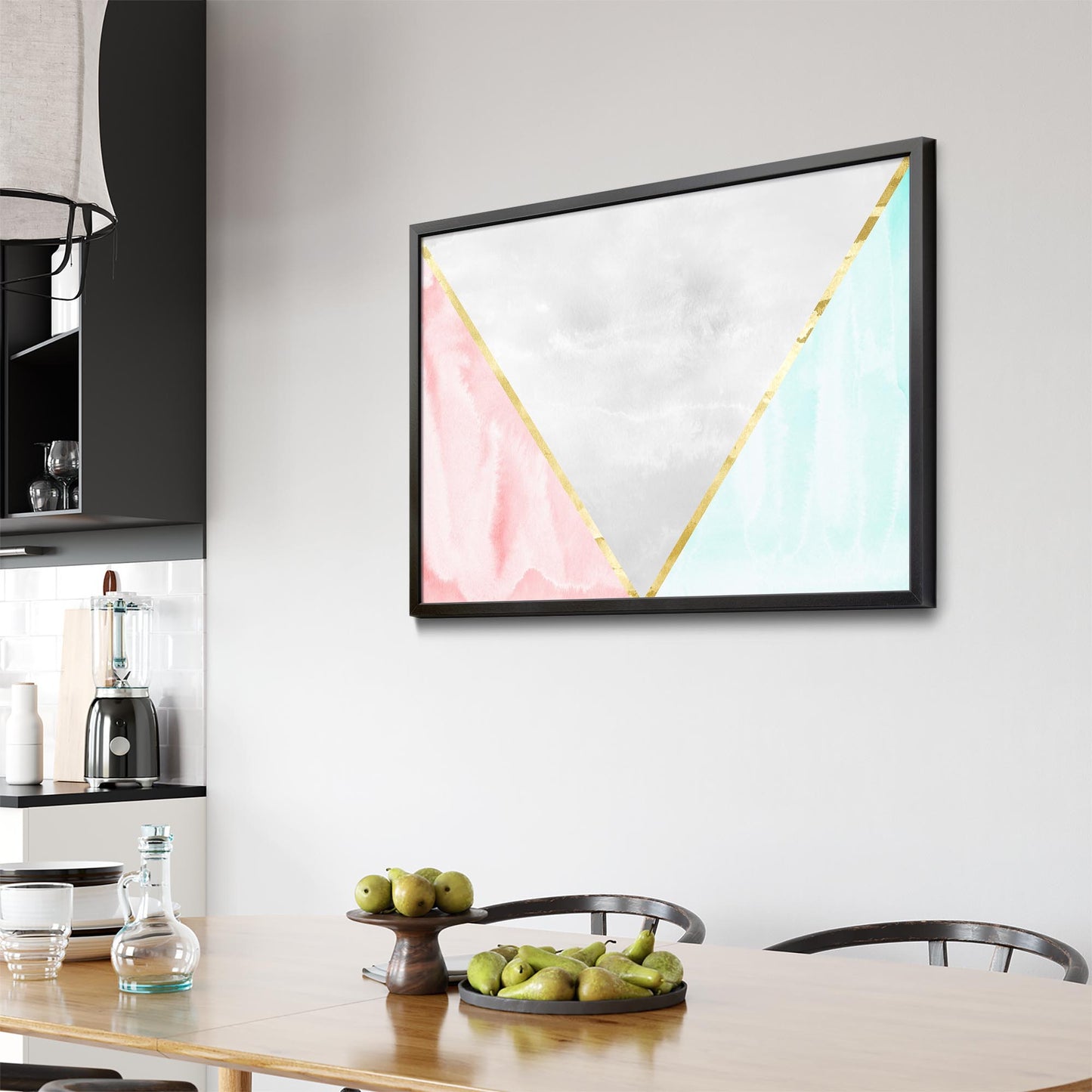 Abstract Pink and Blue Geometric Minimal Wall Art - The Affordable Art Company