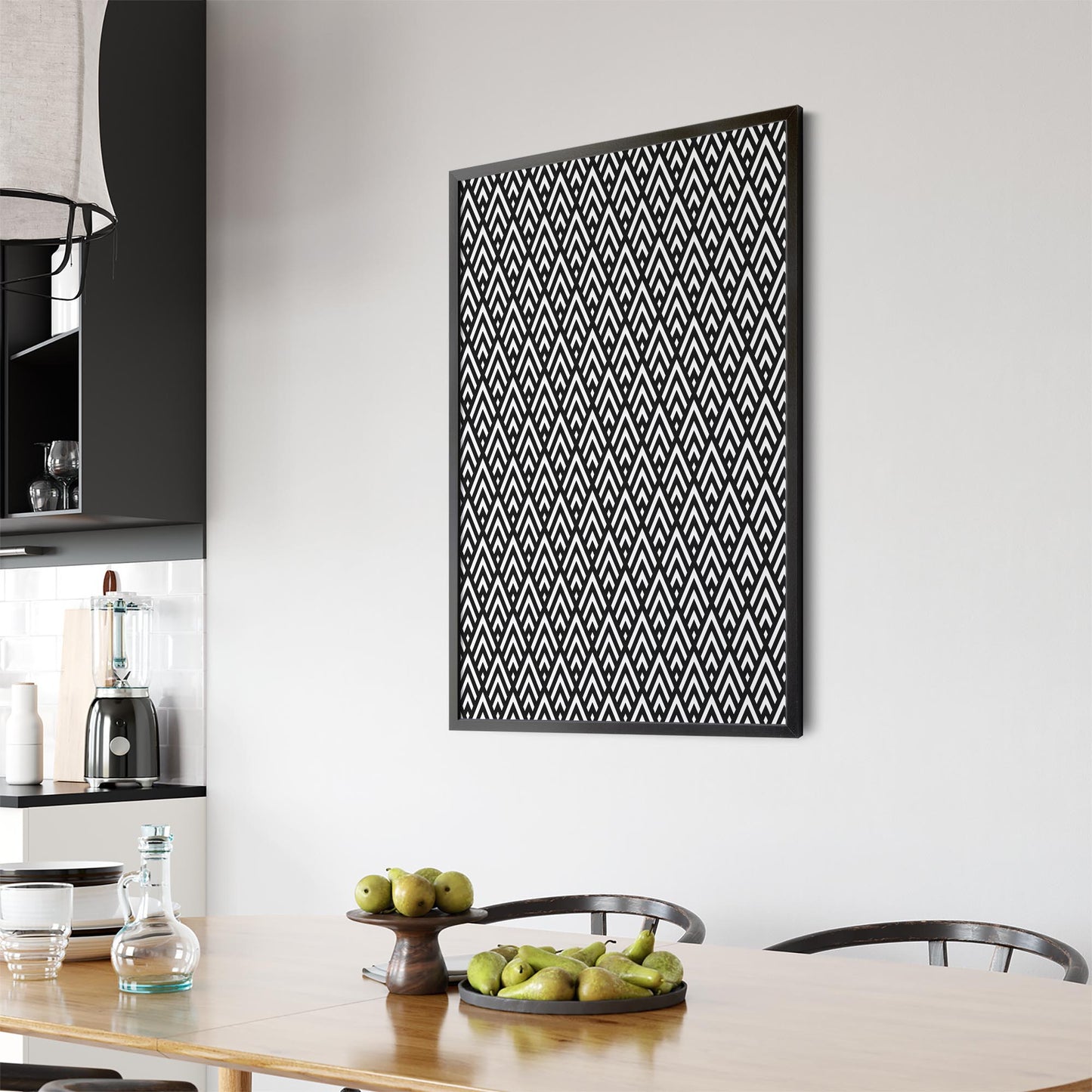 Geometric Pattern Abstract Black & White Wall Art #1 - The Affordable Art Company