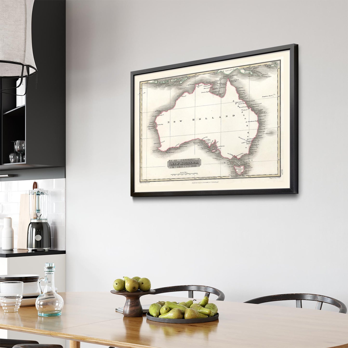 Australia Vintage Map Old Home Office Wall Art - The Affordable Art Company