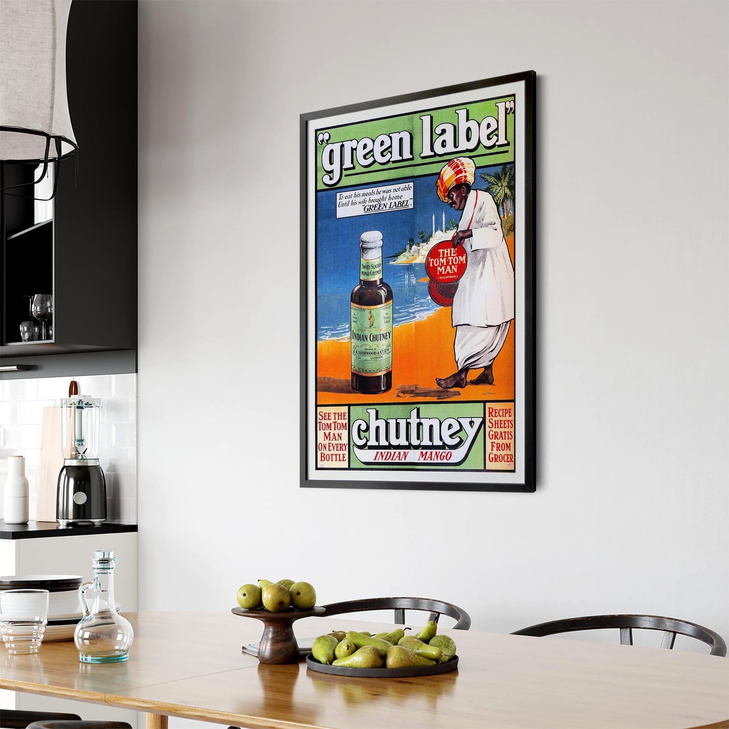 Green Label Indian Chutney Vintage Advert Wall Art - The Affordable Art Company