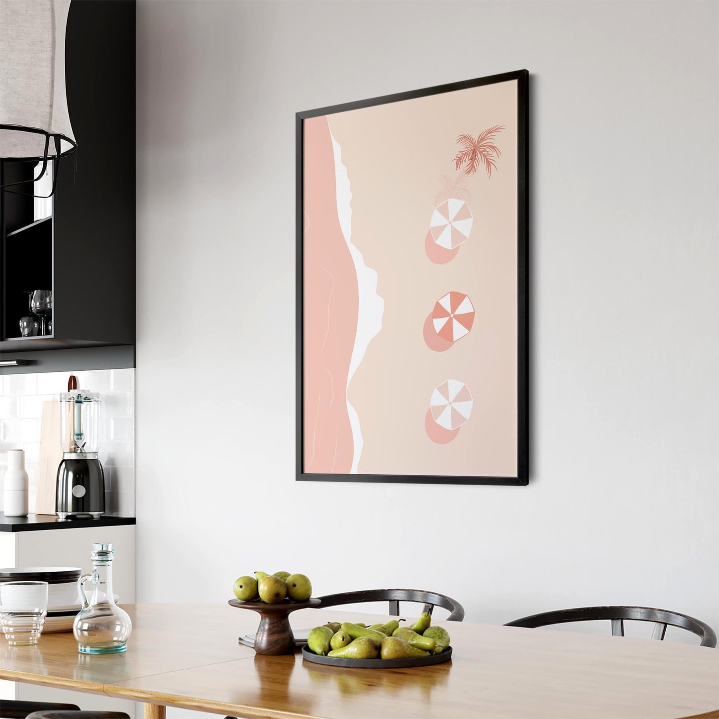 Minimal Beach Coastal Pink & Pastel Retro Wall Art - The Affordable Art Company