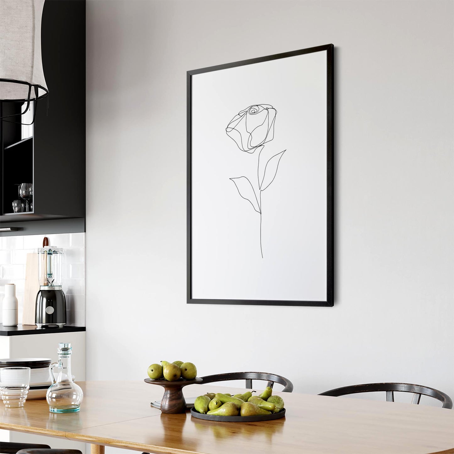 Minimal Rose Flower Line Drawing Abstract Wall Art #5 - The Affordable Art Company