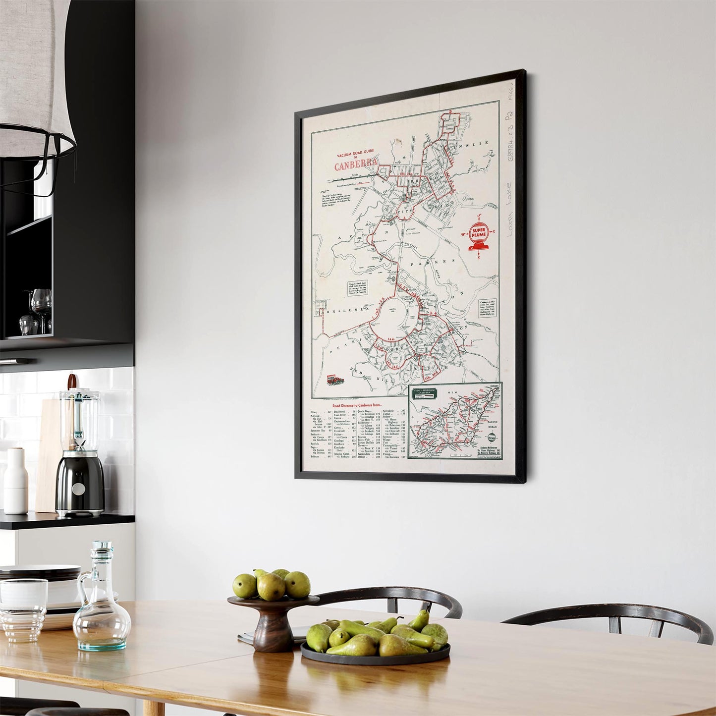 Canberra Australia Vintage Map Wall Art - The Affordable Art Company