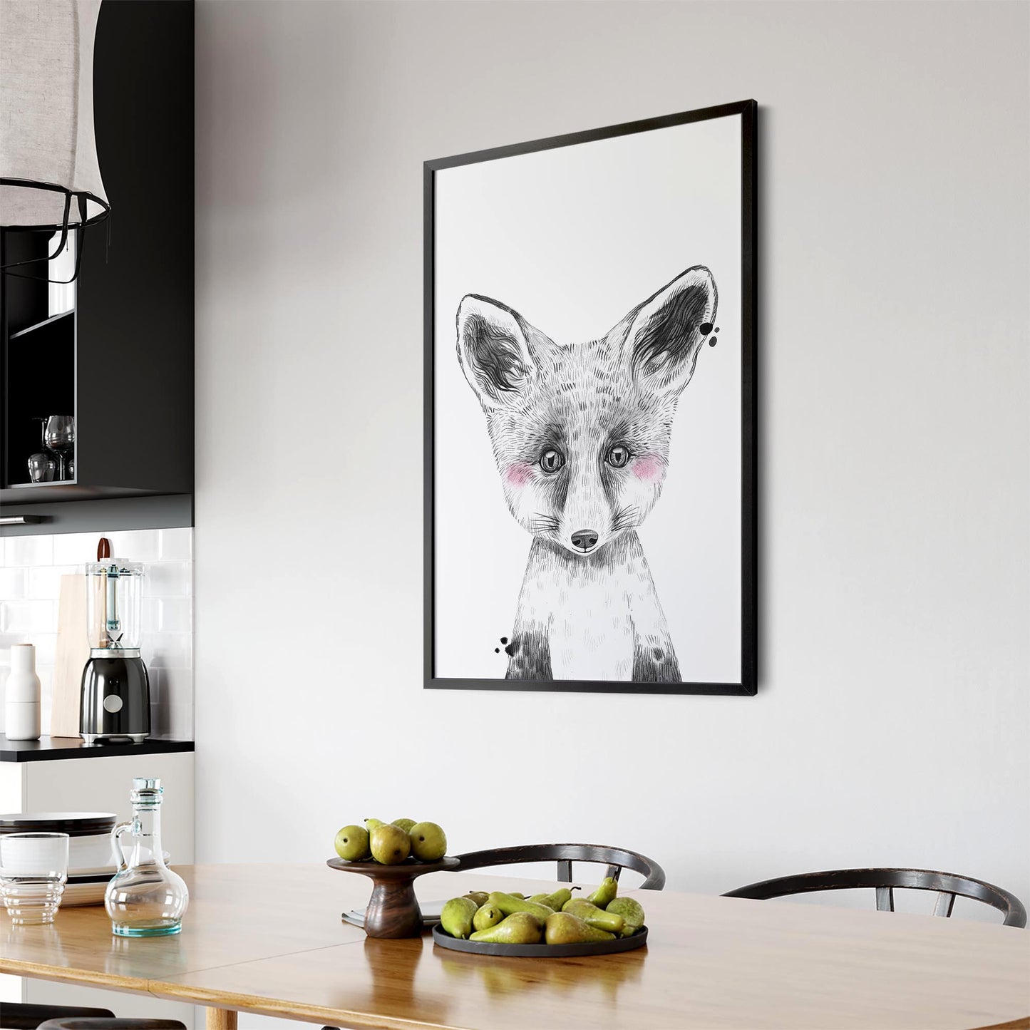Cute Blushing Baby Fox Nursery Animal Wall Art - The Affordable Art Company