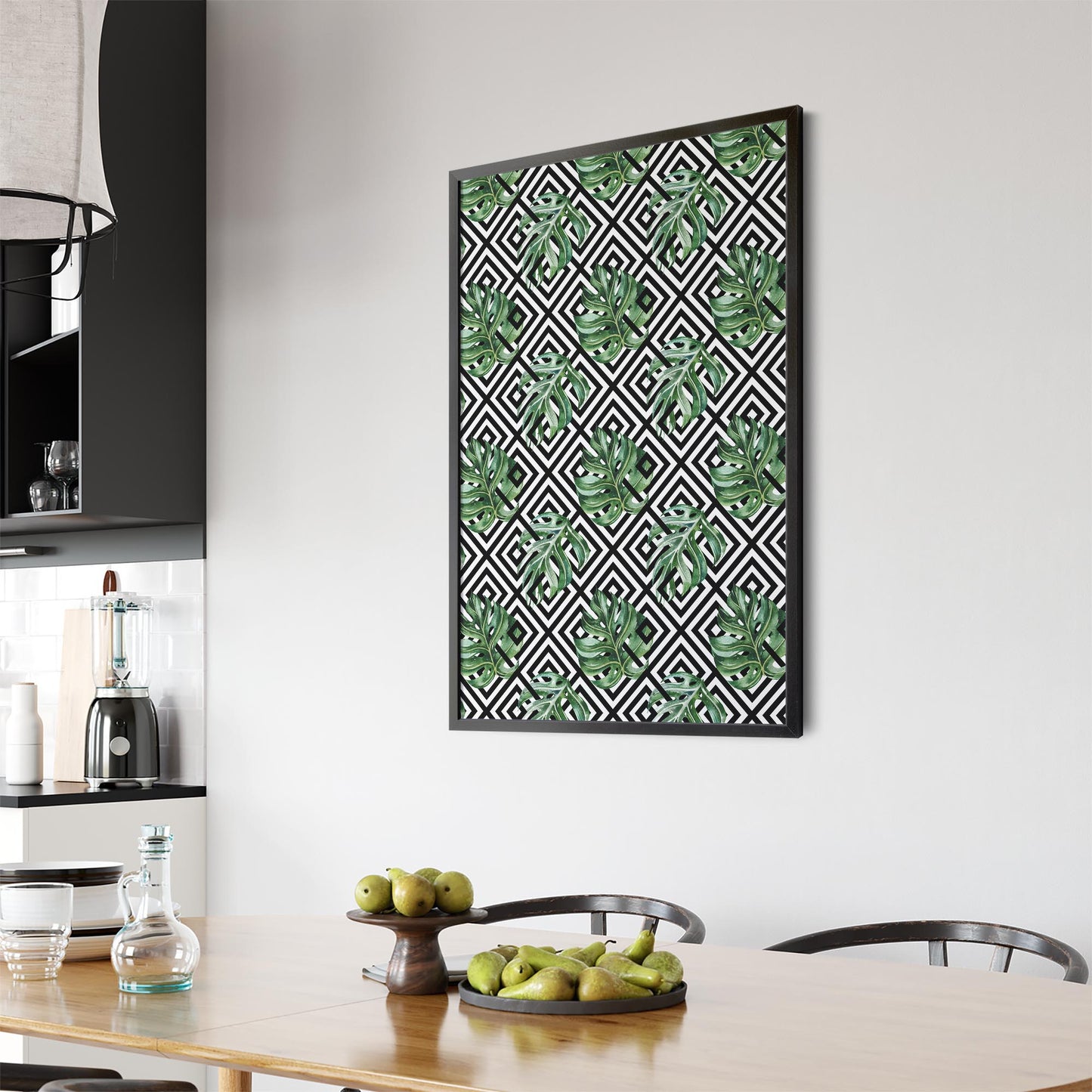 Green Leaves Geometric Nature Wall Art #3 - The Affordable Art Company