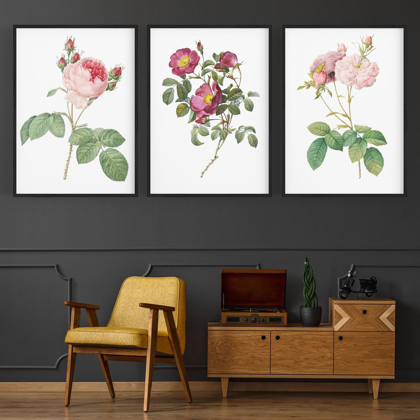 Set of Pink & White Flower Botanical Wall Art - The Affordable Art Company