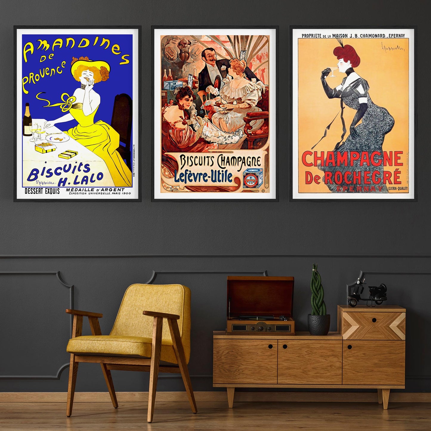 Set of Vintage French Cafe Adverts Wall Art - The Affordable Art Company