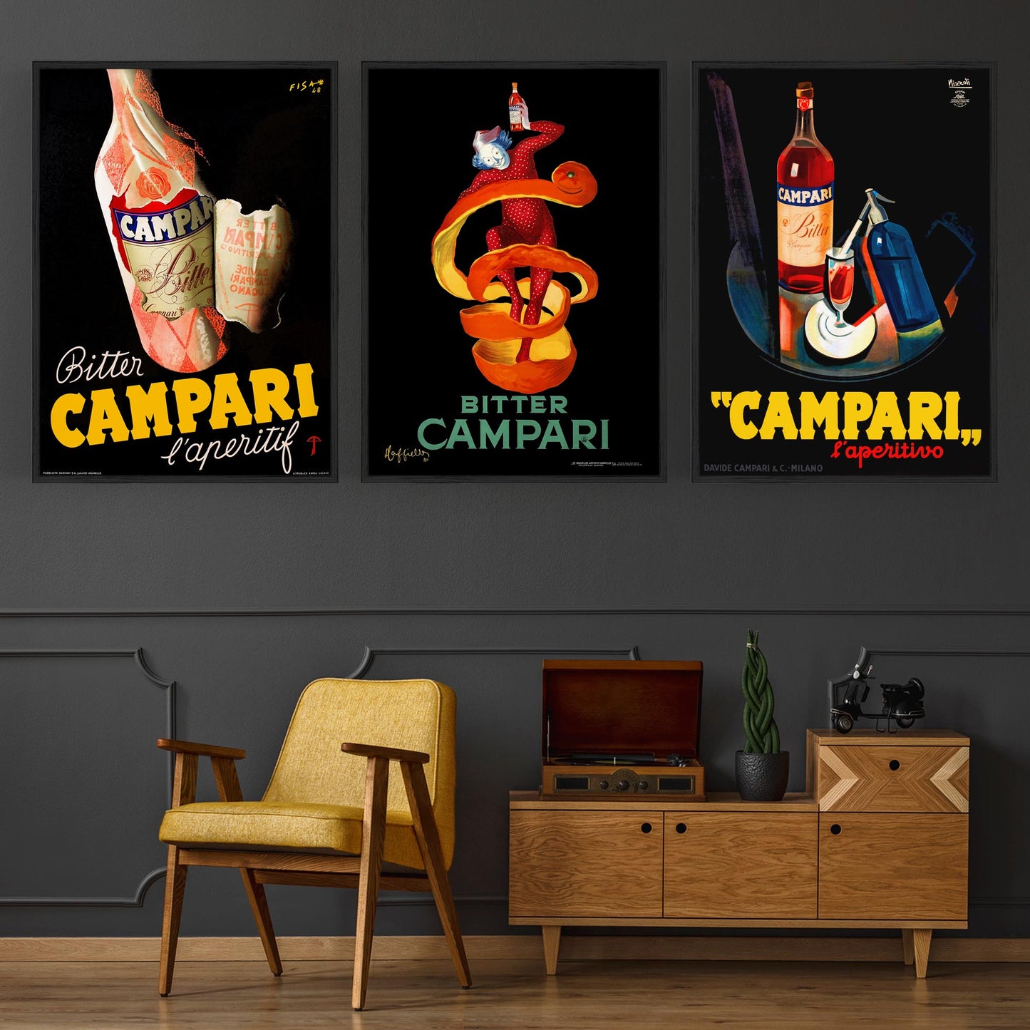 Set of Italian Campari Vintage Cafe Restaurant Art - The Affordable Art Company
