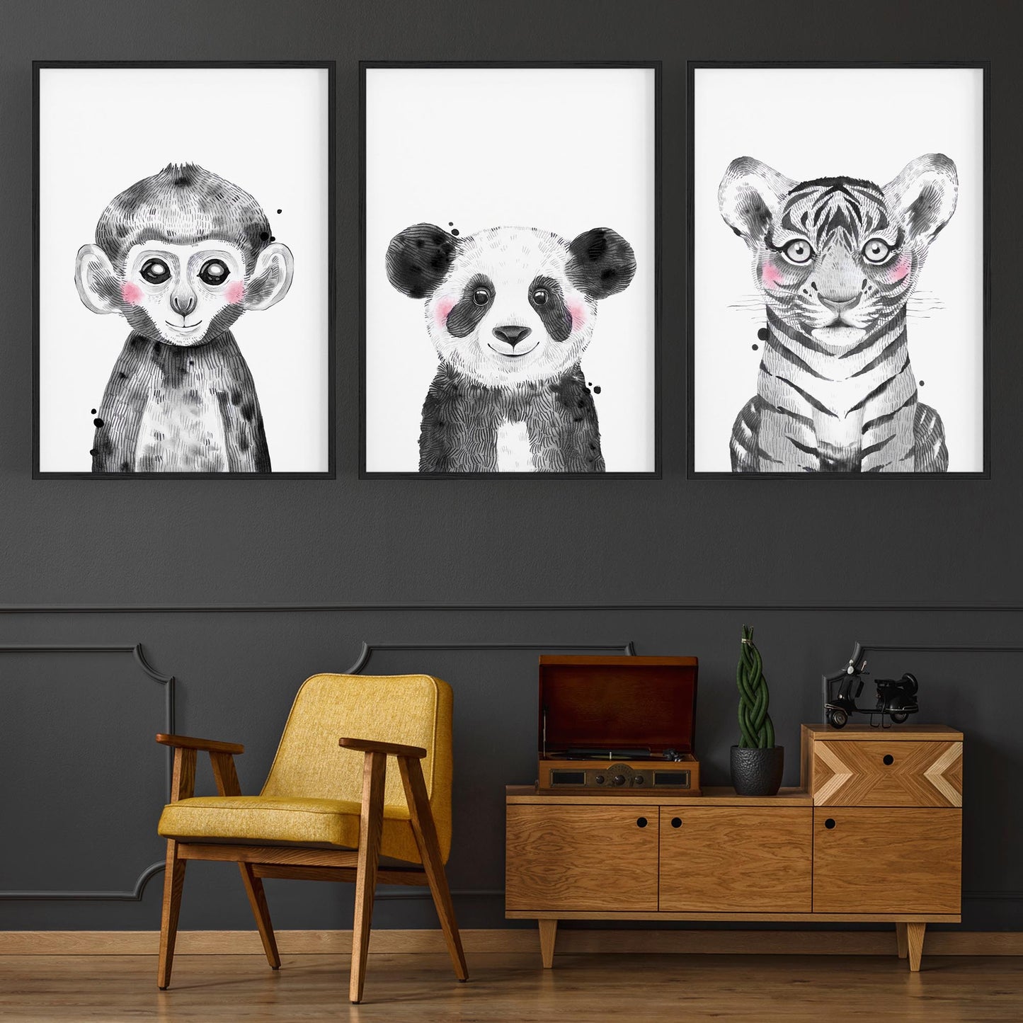 Set of Blushing Jungle Animals Nursery Wall Art - The Affordable Art Company