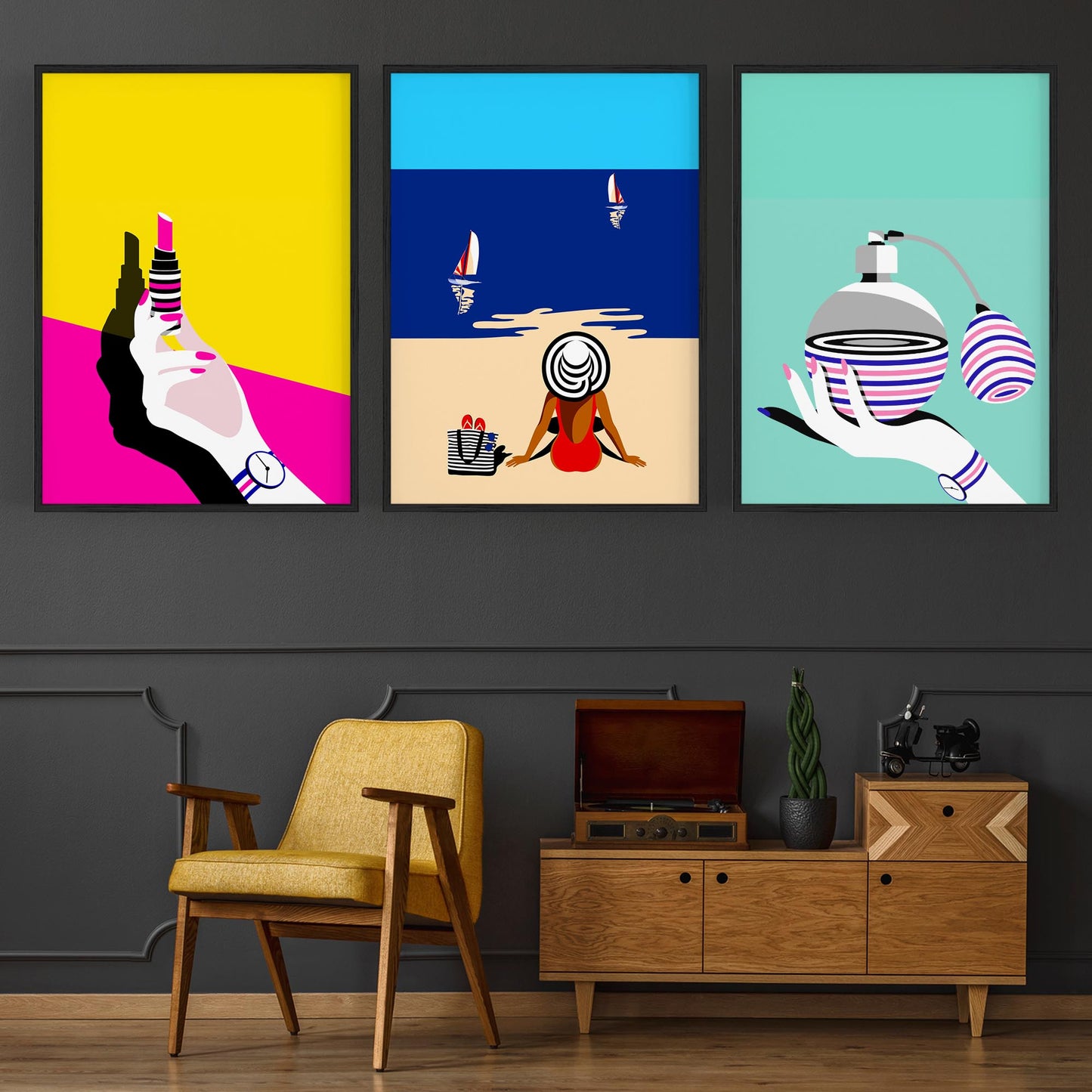 Set of Retro Fashion Girls Bedroom Wall Art - The Affordable Art Company