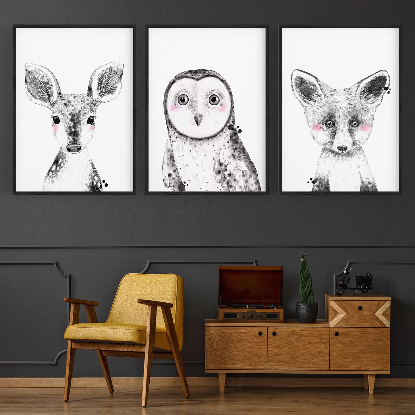Set of Blushing Woodland Animals Nursery Wall Art - The Affordable Art Company